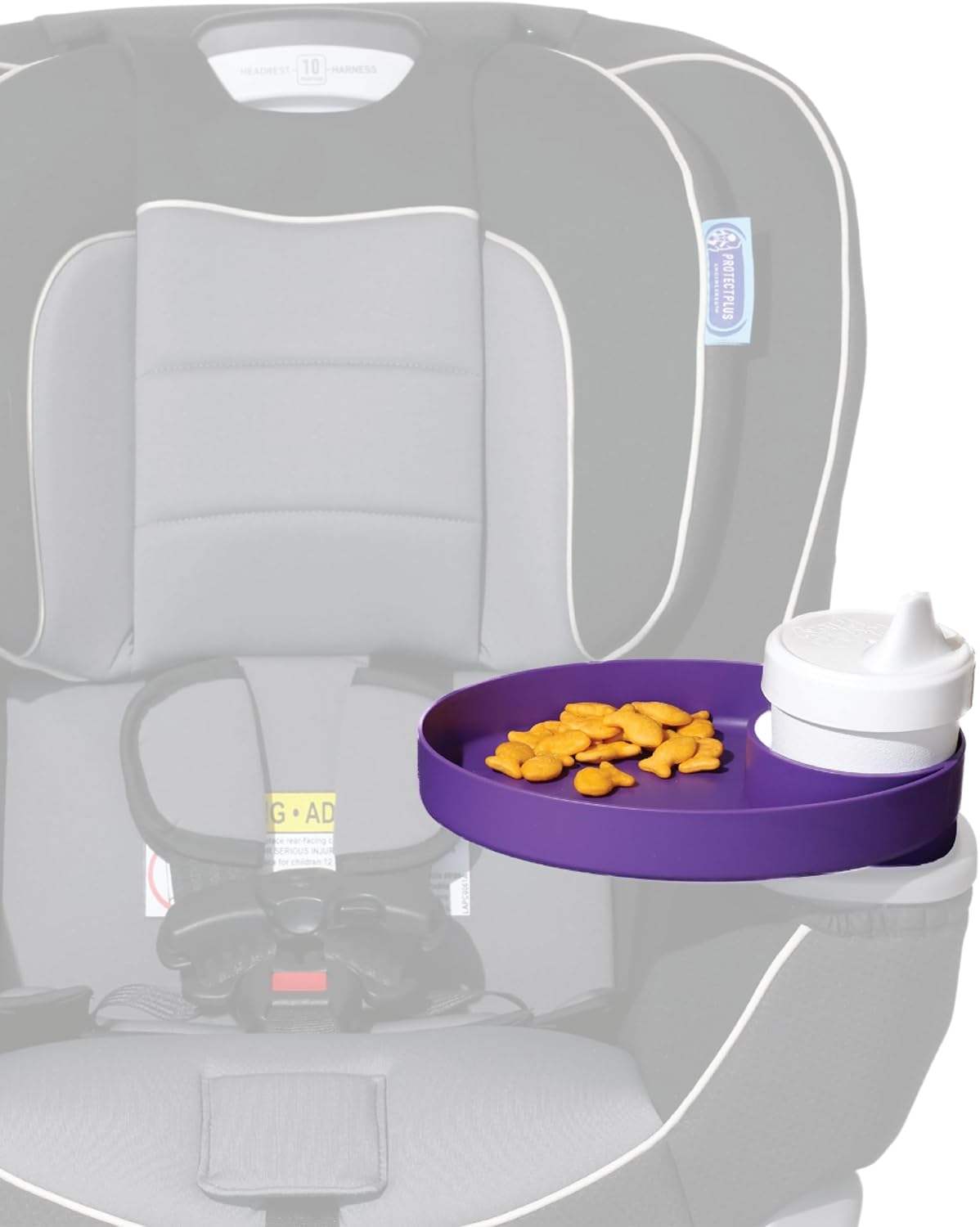 My Travel Tray Oval, fabricado en Estados Unidos. Extiende tu portavasos actual para sostener tu taza más una bandeja para aperitivos, juguetes y
