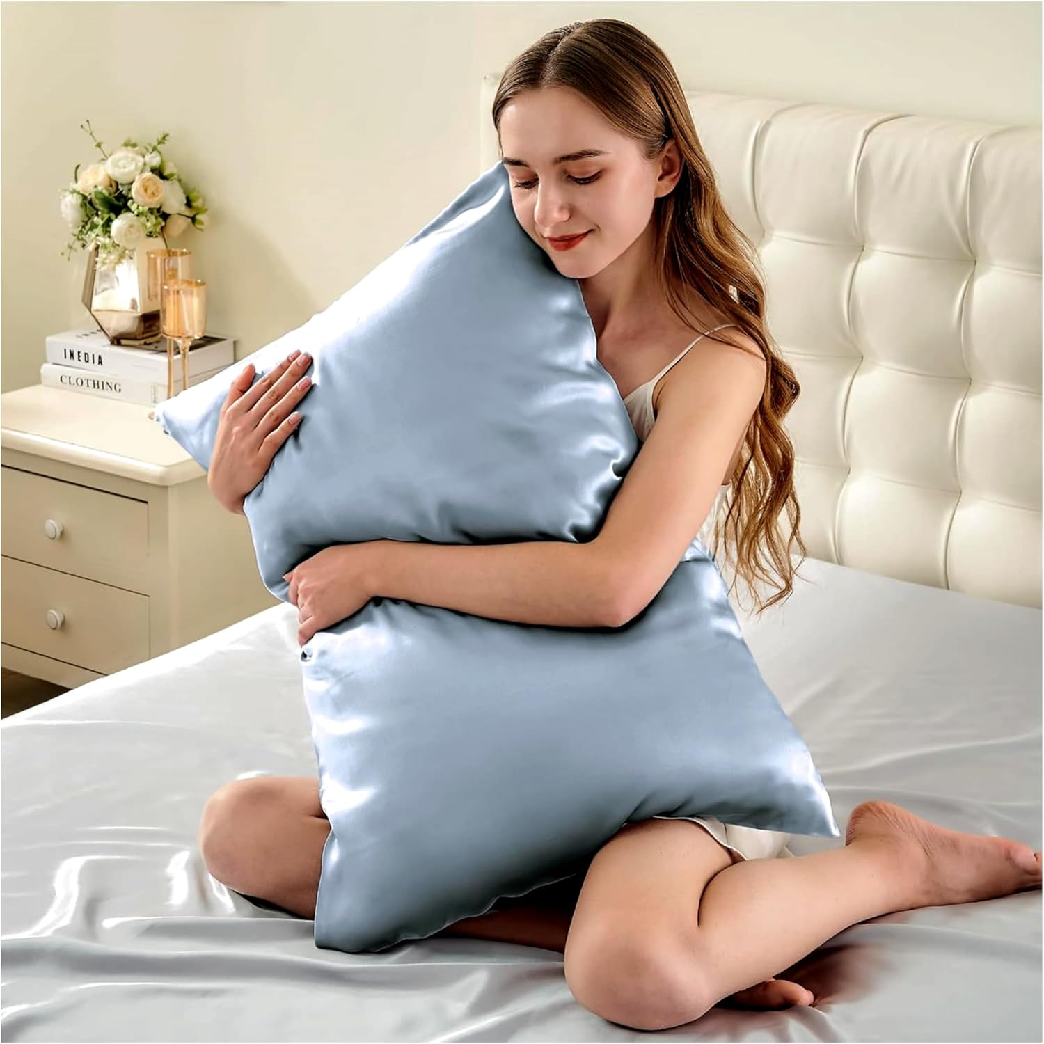 Funda de almohada de seda de morera tamaño King para cabello y piel, fabricada en Estados Unidos, seda pura de 22 mommes, fundas de almohada
