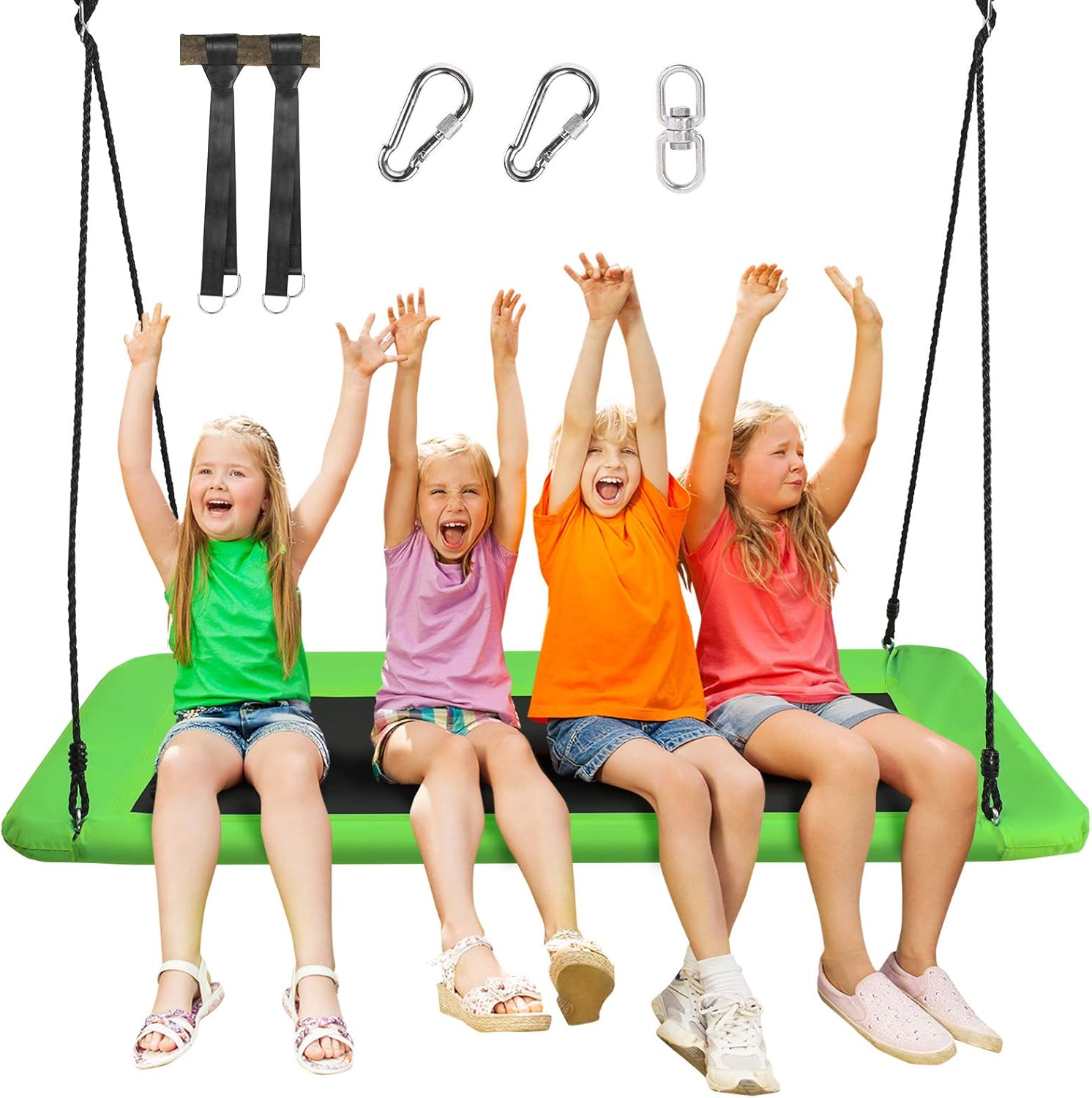 Costzon Juego de columpio rectangular de plataforma gigante de 60 pulgadas para niños y adultos, columpio rectangular resistente al desgaste para
