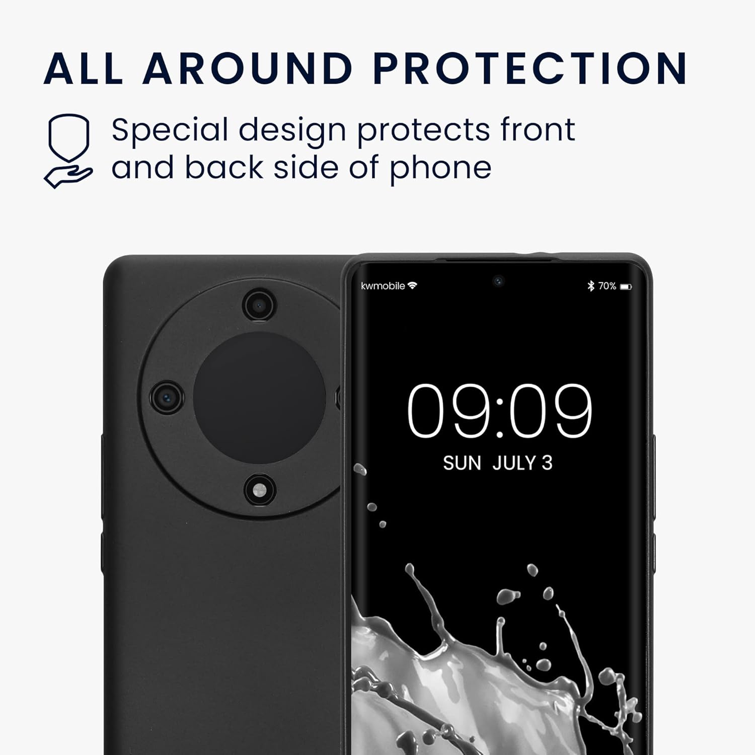kwmobile Funda compatible con Honor Magic5 Lite 5G – Funda trasera de TPU suave – con aspecto metálico – Gris metálico