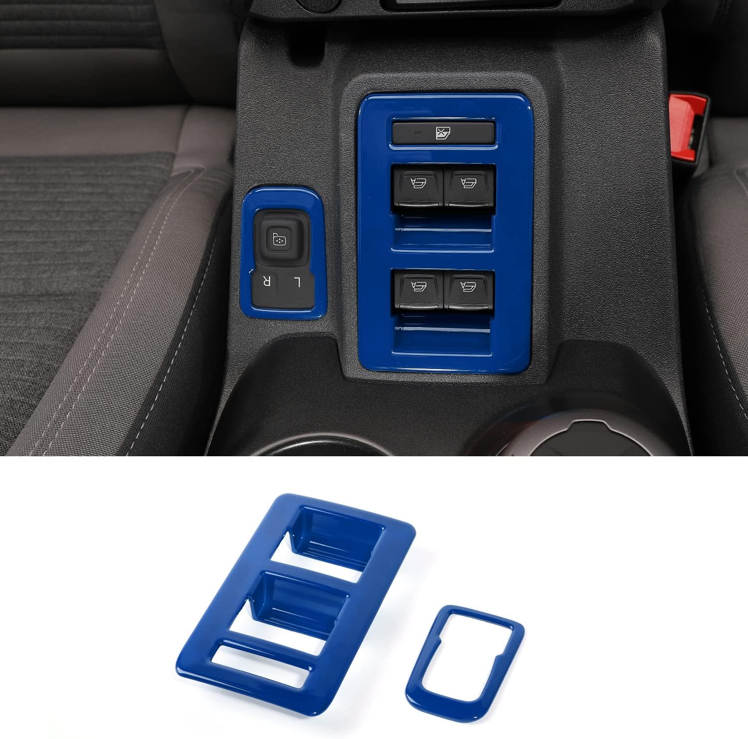 Para Bronco – Interruptor de control de interruptor de elevación de ventana, 2 piezas de cubierta de panel de ajuste de espejo retrovisor de consola