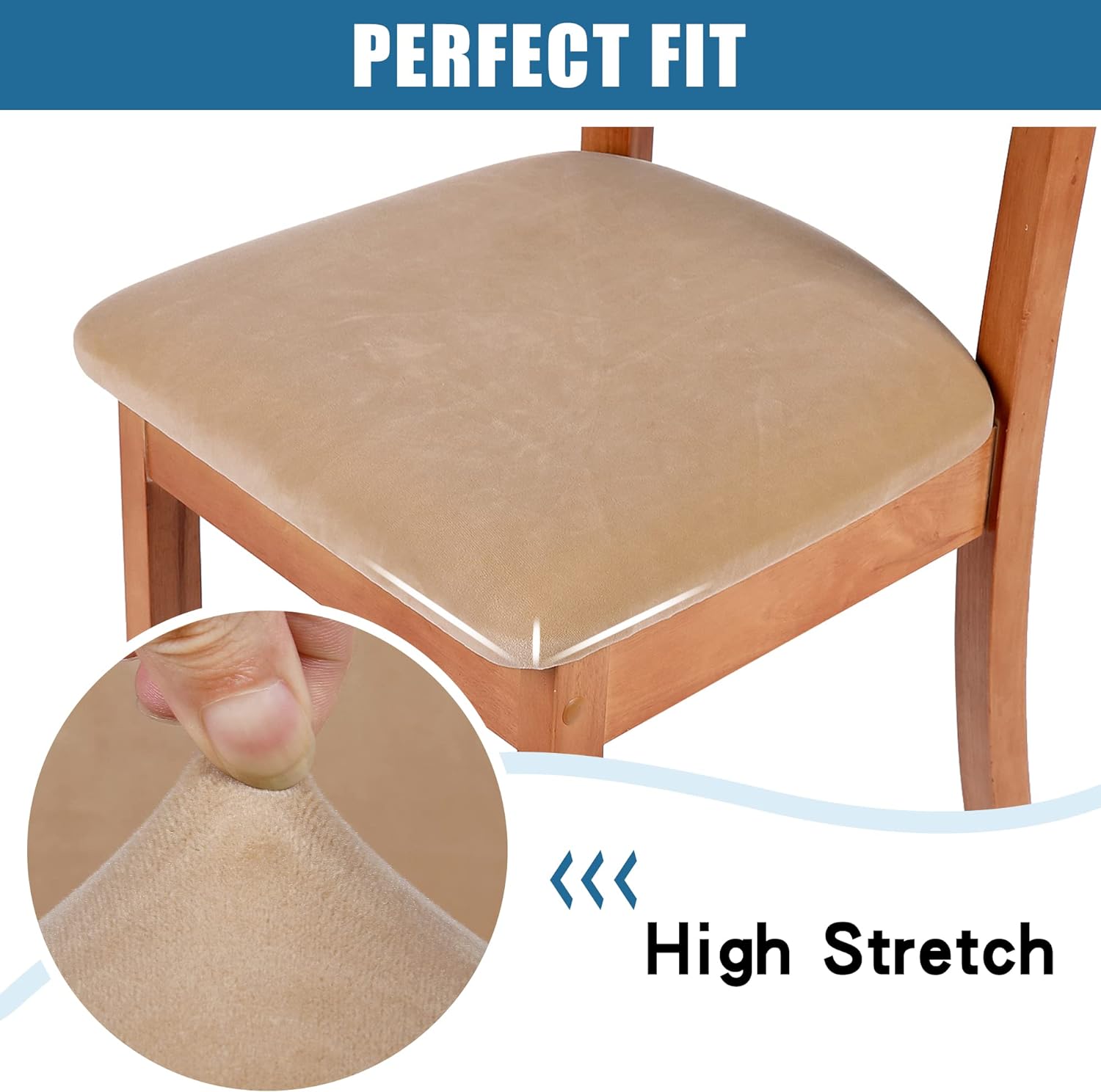 Smiry – Originales fundas para asiento de silla de comedor, de terciopelo, con lazos, desmontables, lavables, elásticas, protectoras
