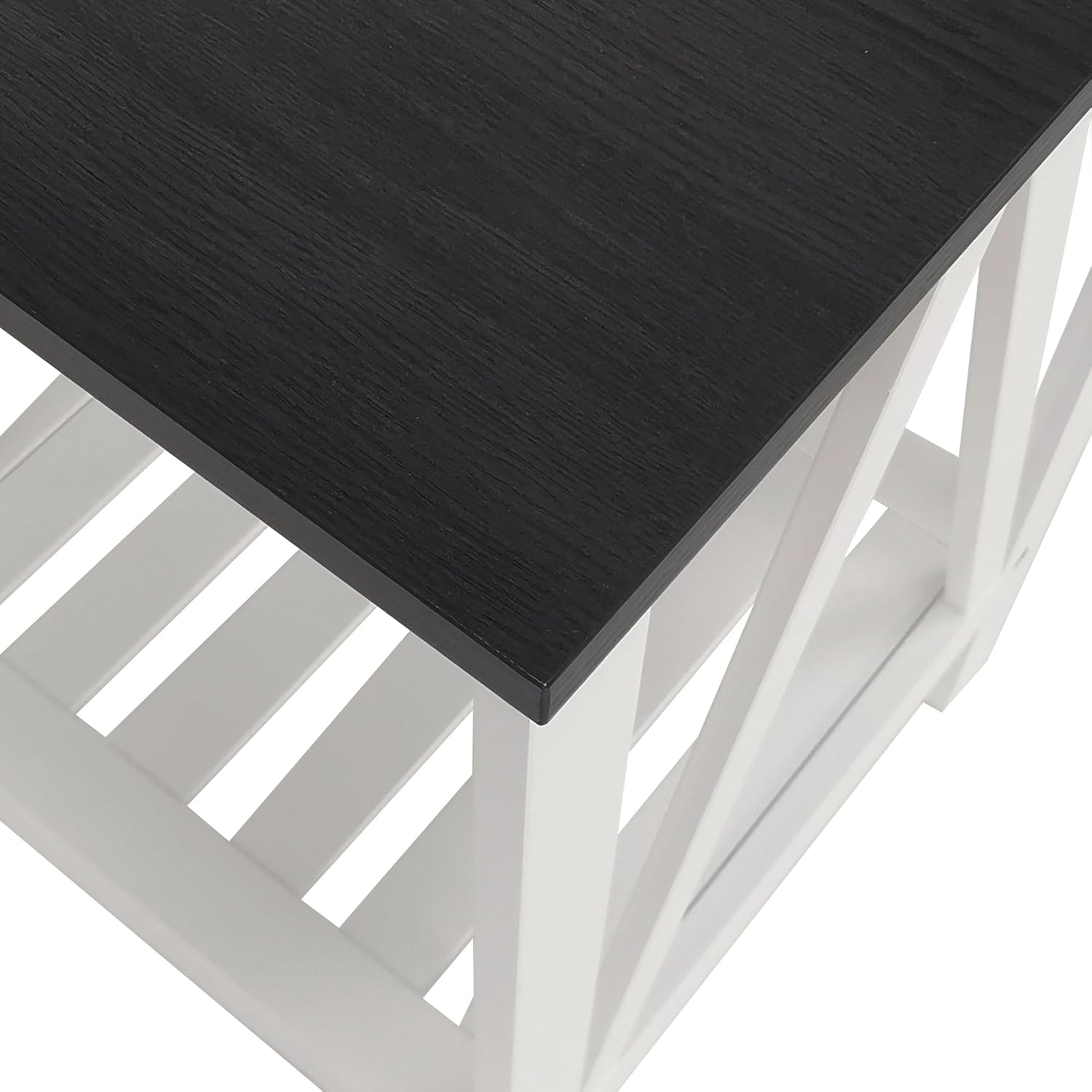 Mesa auxiliar cuadrada de granja, mesa auxiliar con diseño de listones, mesa auxiliar de noche para sofá con marco resistente para sala de estar y