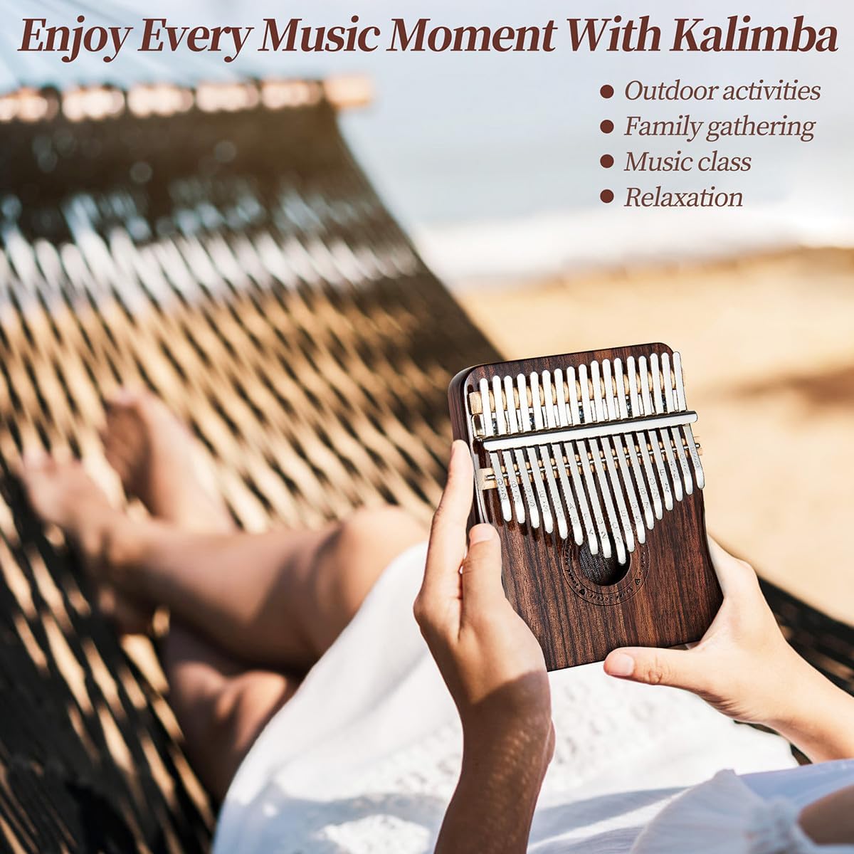 Kalimba – Piano de pulgar de 17 teclas (rojo marrón)