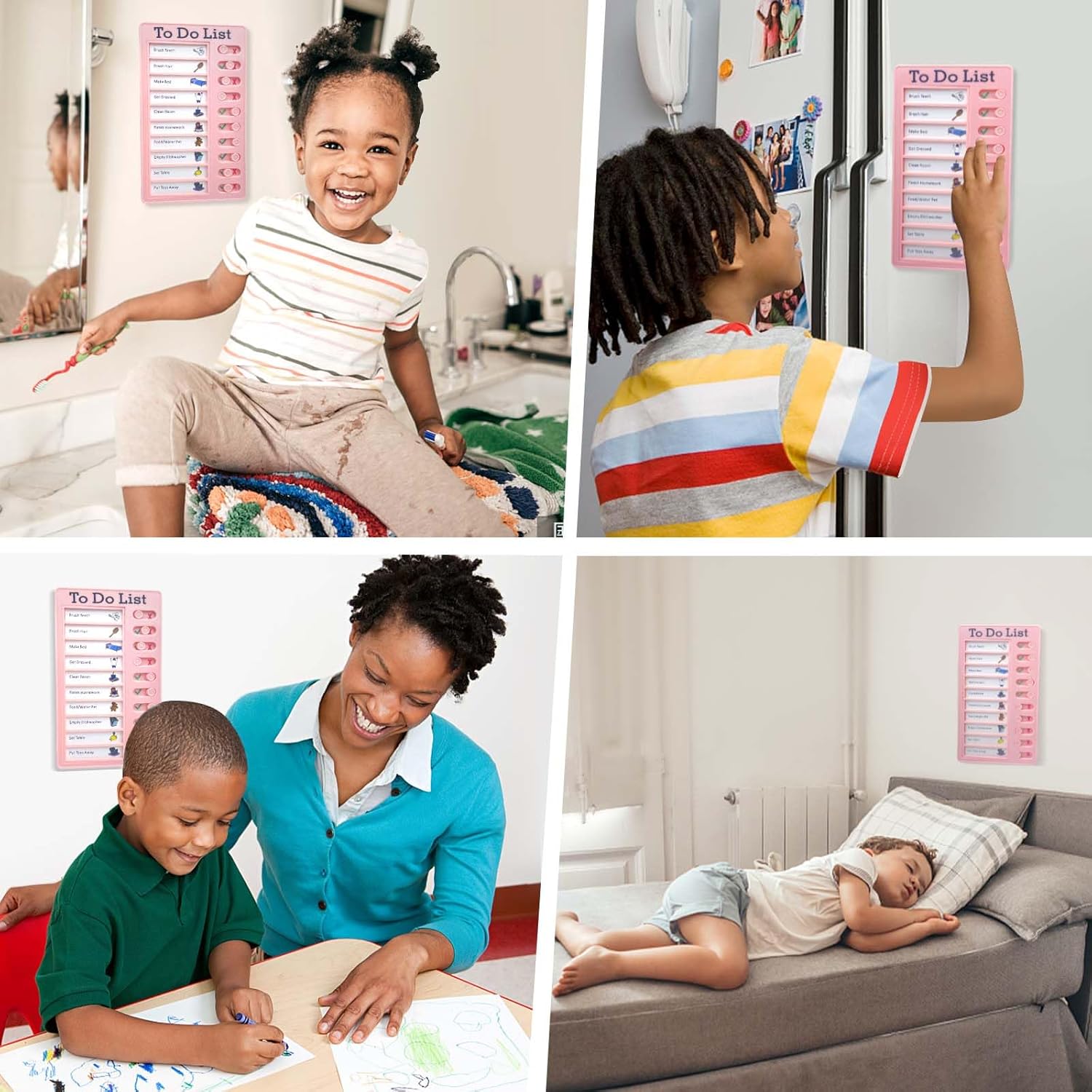 Tabla de tareas deslizantes para niños, lista de verificación de plástico con 10 notas de cartulina desmontables, tablero de lista de tareas diarias