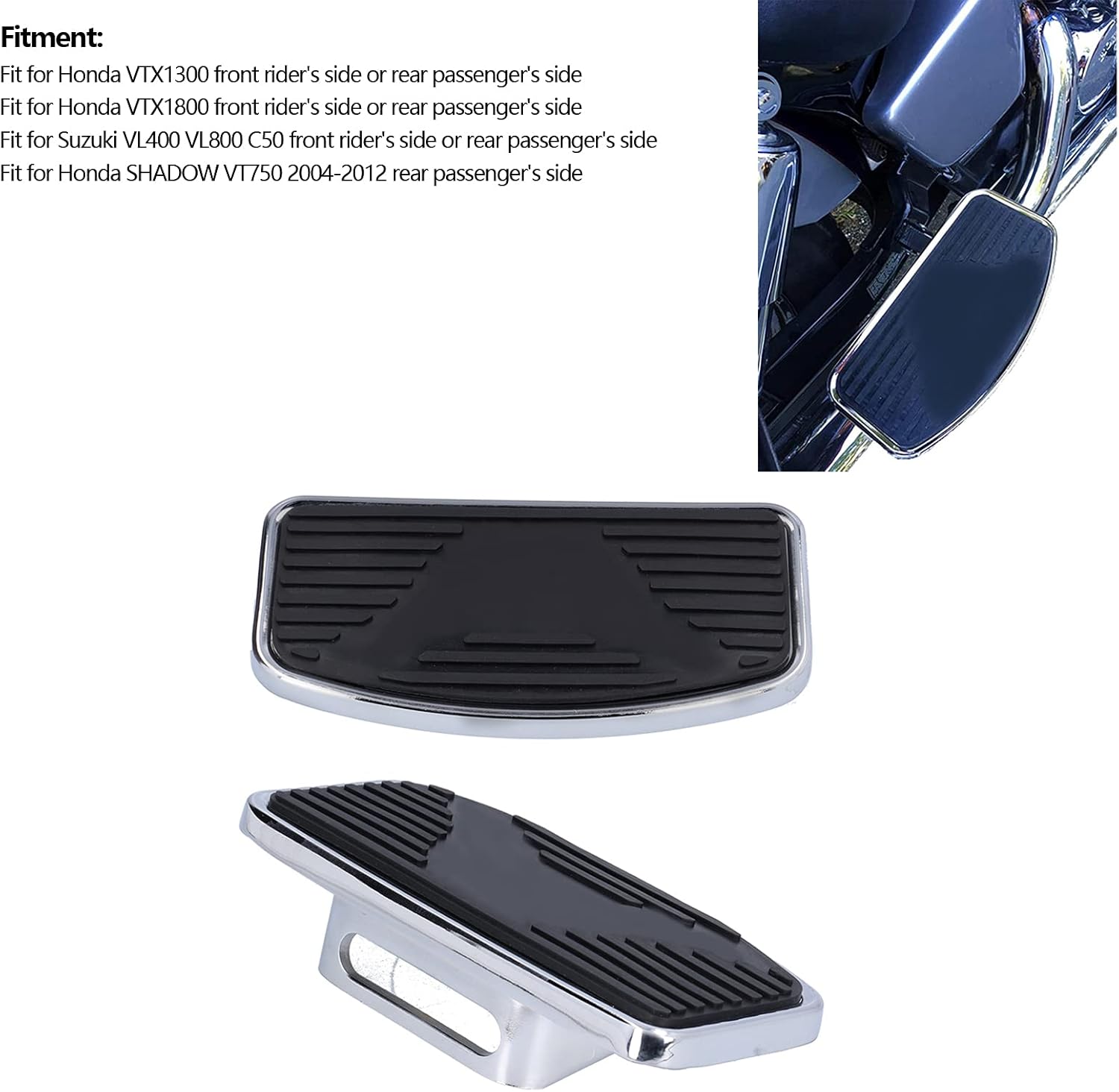 Juego de 2 piezas de suelo ajustable para motocicleta, reposapiés ancho, reposapiés de pasajero, apto para VTX1300 VTX1800