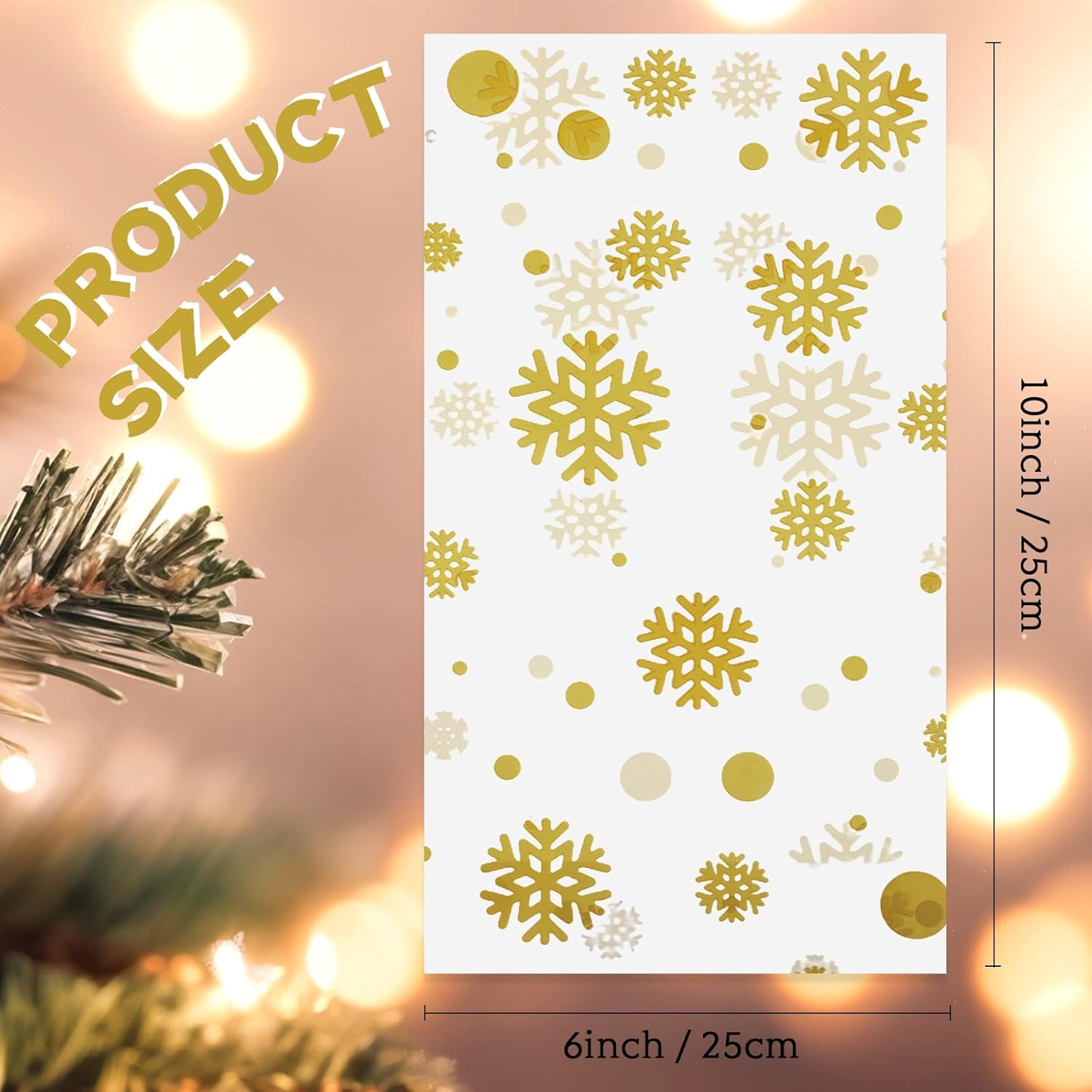 utus – 100 bolsas de regalo de Navidad con copos de nieve, Papá Noel, bolsas de plástico planas de celofán para panadería, palomitas de maíz,