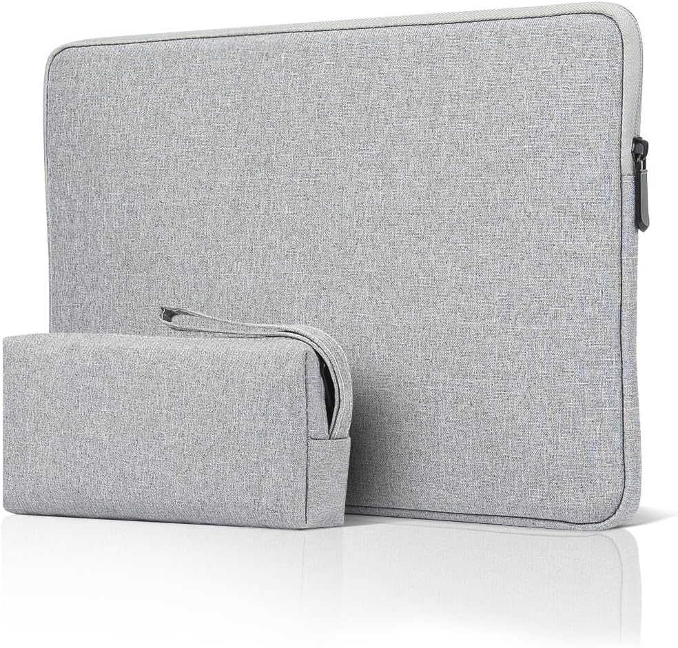 Funda para laptop de 11 pulgadas para MacBook Air de 11 a 11.6 pulgadas, funda acolchada de poliéster impermeable delgada con bolsillo pequeño, gris