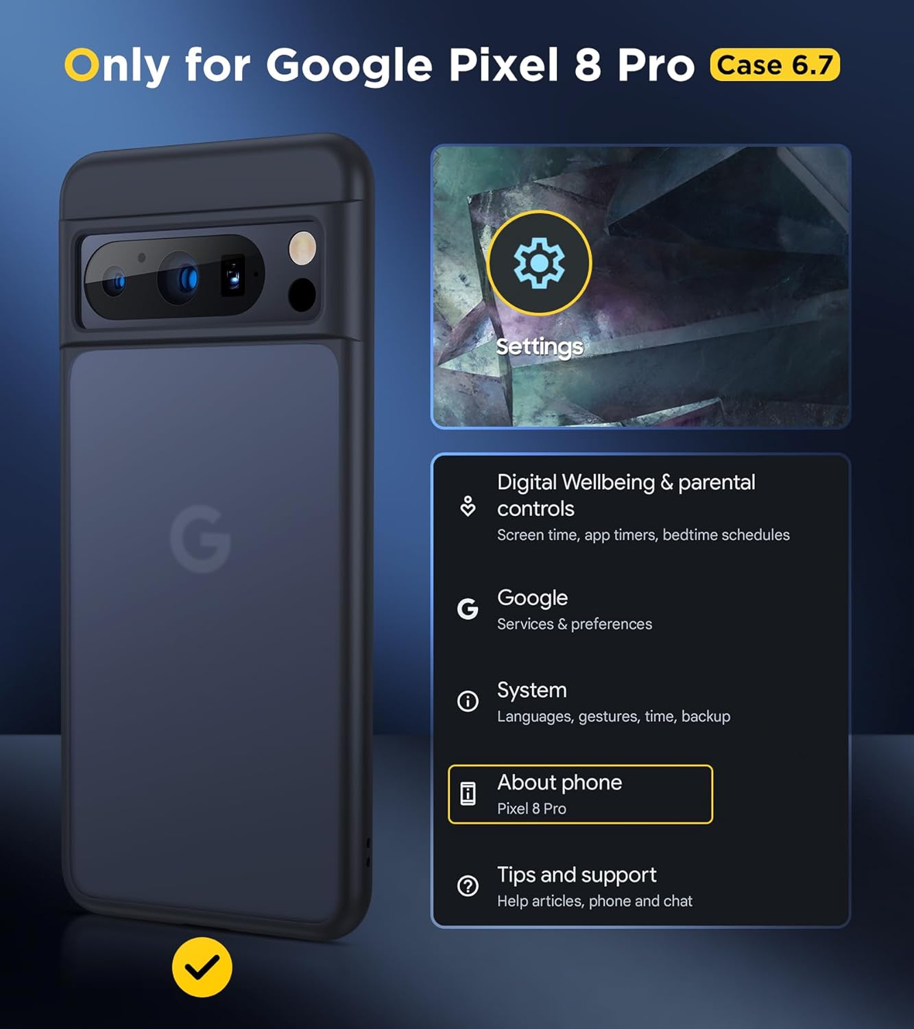 Humixx Funda para Google Pixel 8 Pro prueba de caída de grado militar tacto sedoso definitivo a prueba de golpes, antihuellas, translúcida, mate,