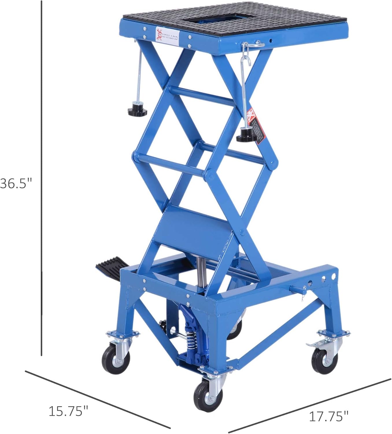 DURHAND Motocicleta hidráulica de 300 libras Scissor Jack Lift Foot Step Wheels para pequeñas motos de suciedad
