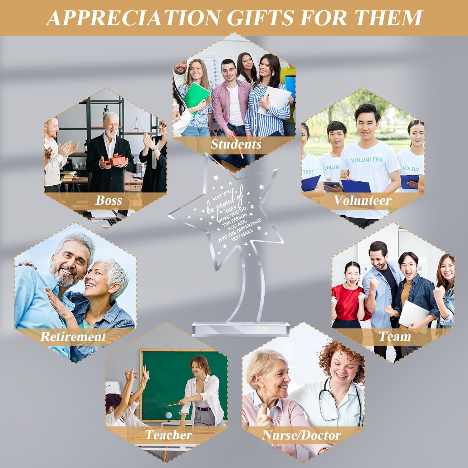 Bucherry 10 piezas de premios de agradecimiento a los empleados para compañeros de trabajo acrílico trofeo de agradecimiento May You Be Proud of The