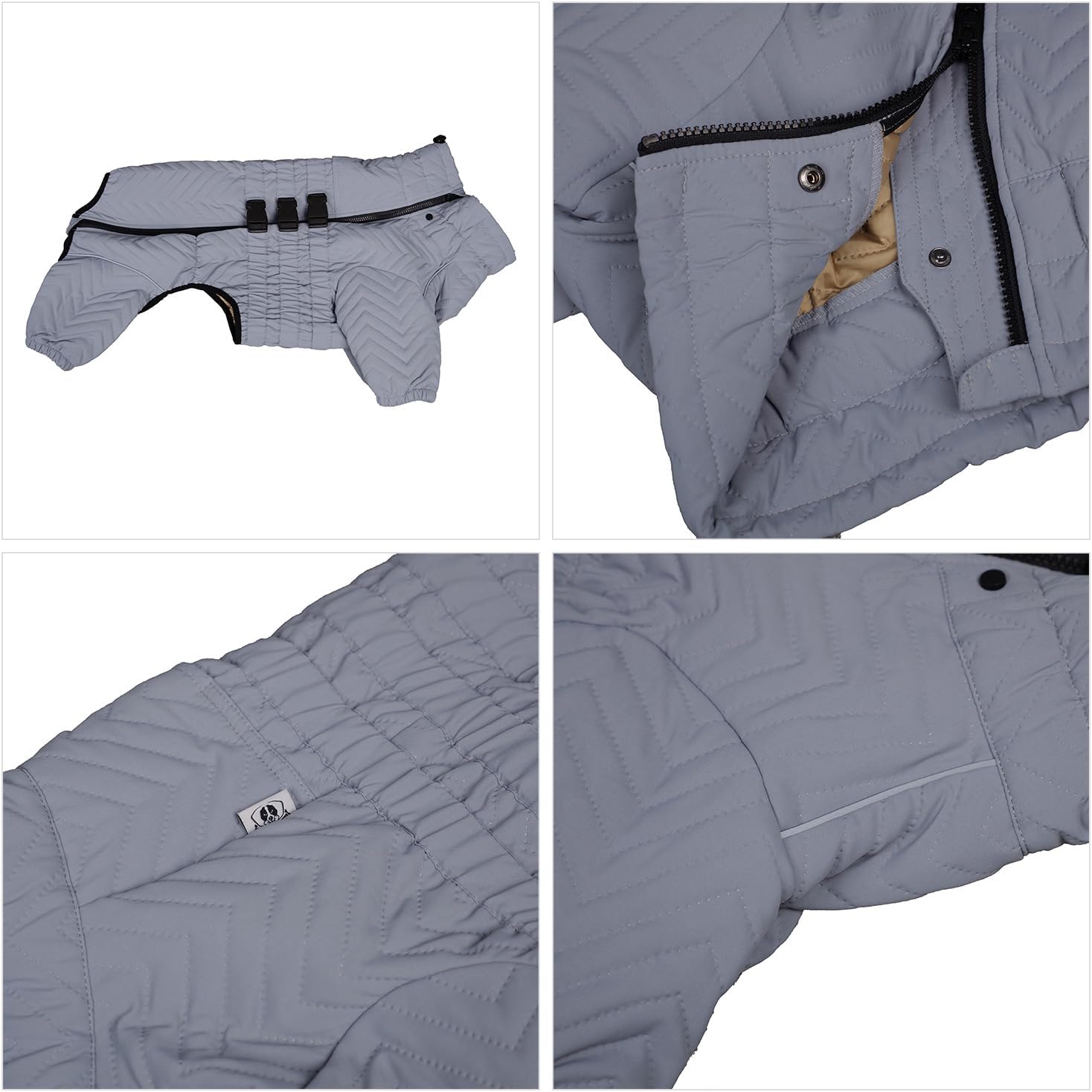 Abrigo cálido para perro, chaleco de doble capa para perro, 4 patas cubiertas, resistente al viento, impermeable, reflectante, chaleco cálido para