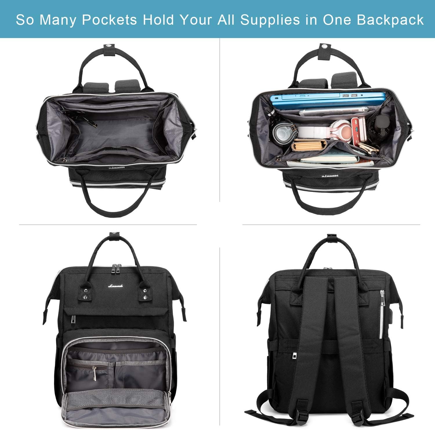 Mochila para laptop de 17 pulgadas para mujer, bolsa de trabajo de computadora (actualizada)