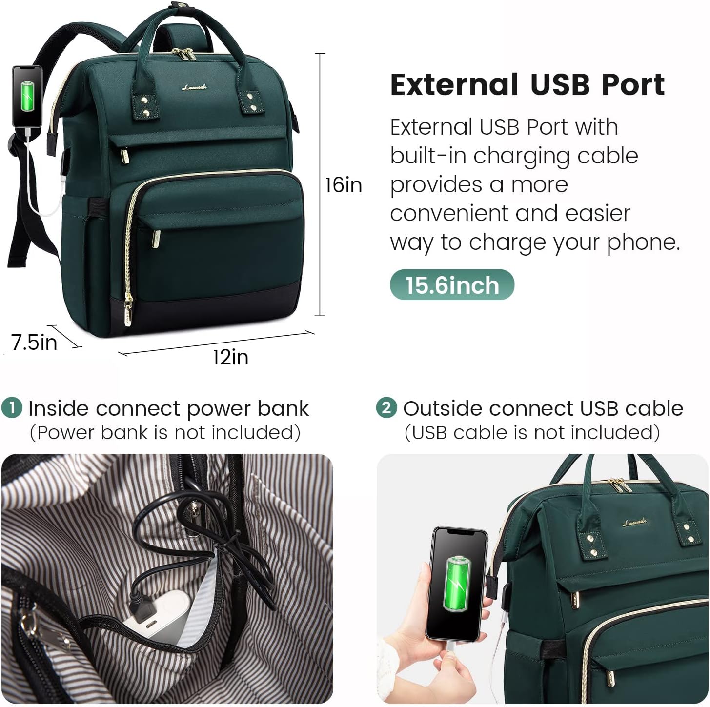 LOVEVOOK Mochila para computadora portátil para mujer, mochila para profesores, bolsa de enfermera, mochila de trabajo para computadora de 15.617