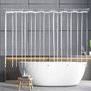 YISURE Cortina de ducha extra ancha y corta de 96 x 60 pulgadas, juego de cortinas de ducha transparentes de plástico Peva impermeable con 5 imanes YISURE Cortina de ducha extra ancha y corta de 96 x 60 pulgadas, juego de cortinas de ducha transparentes de plástico Peva impermeable con 5 imanes