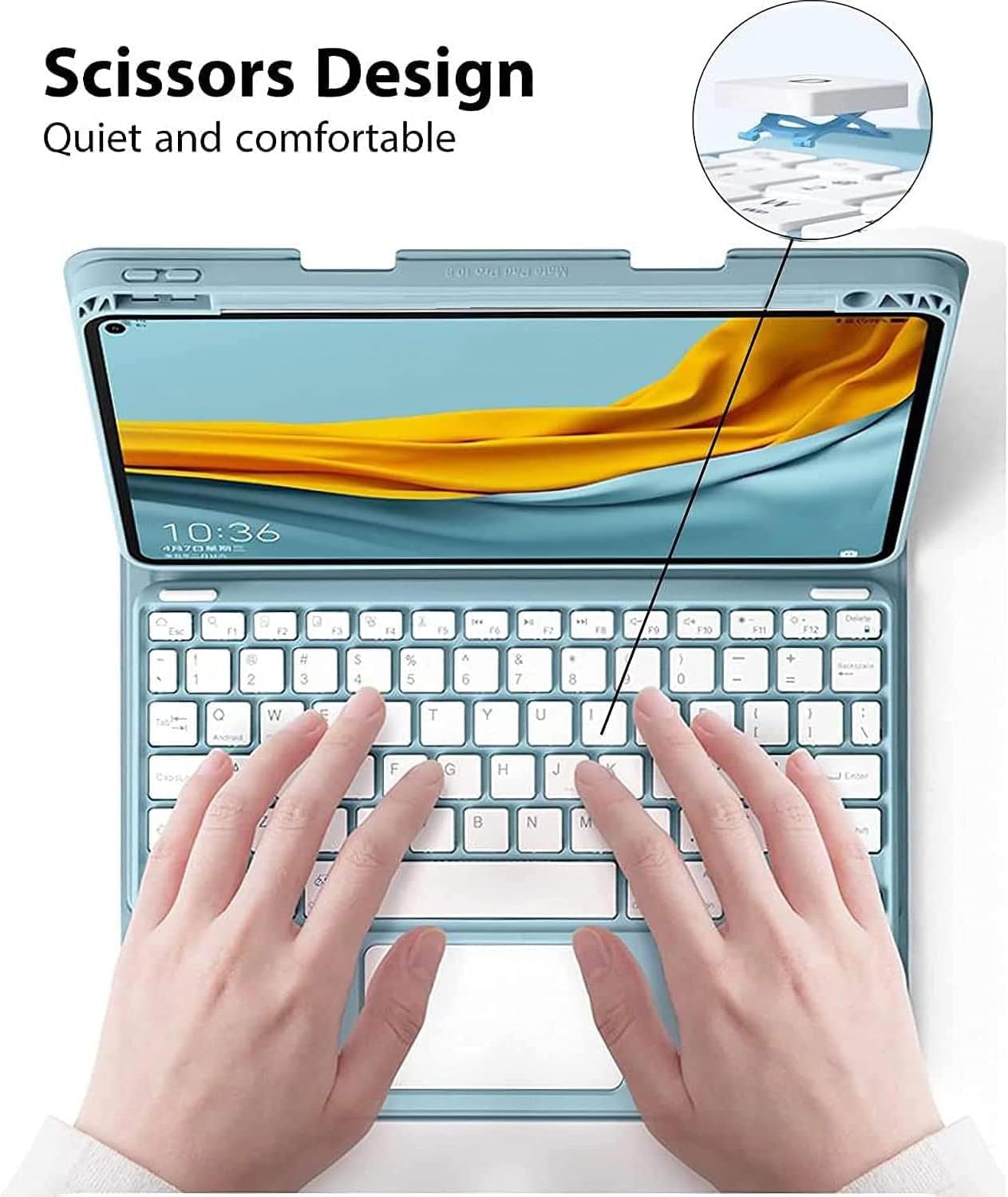 HEUCYL Funda de teclado táctil para Xiaomi Redmi Pad de 10.6 pulgadas 2022, teclado magnético desmontable inalámbrico Bluetooth 7 colores
