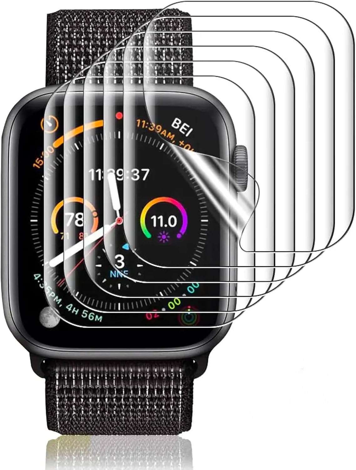 Paquete de 6 Protector de pantalla de TPU para Apple Watch de 1.732 pulgadas SE Series 654, película transparente de TPU suave HD para iWatch de