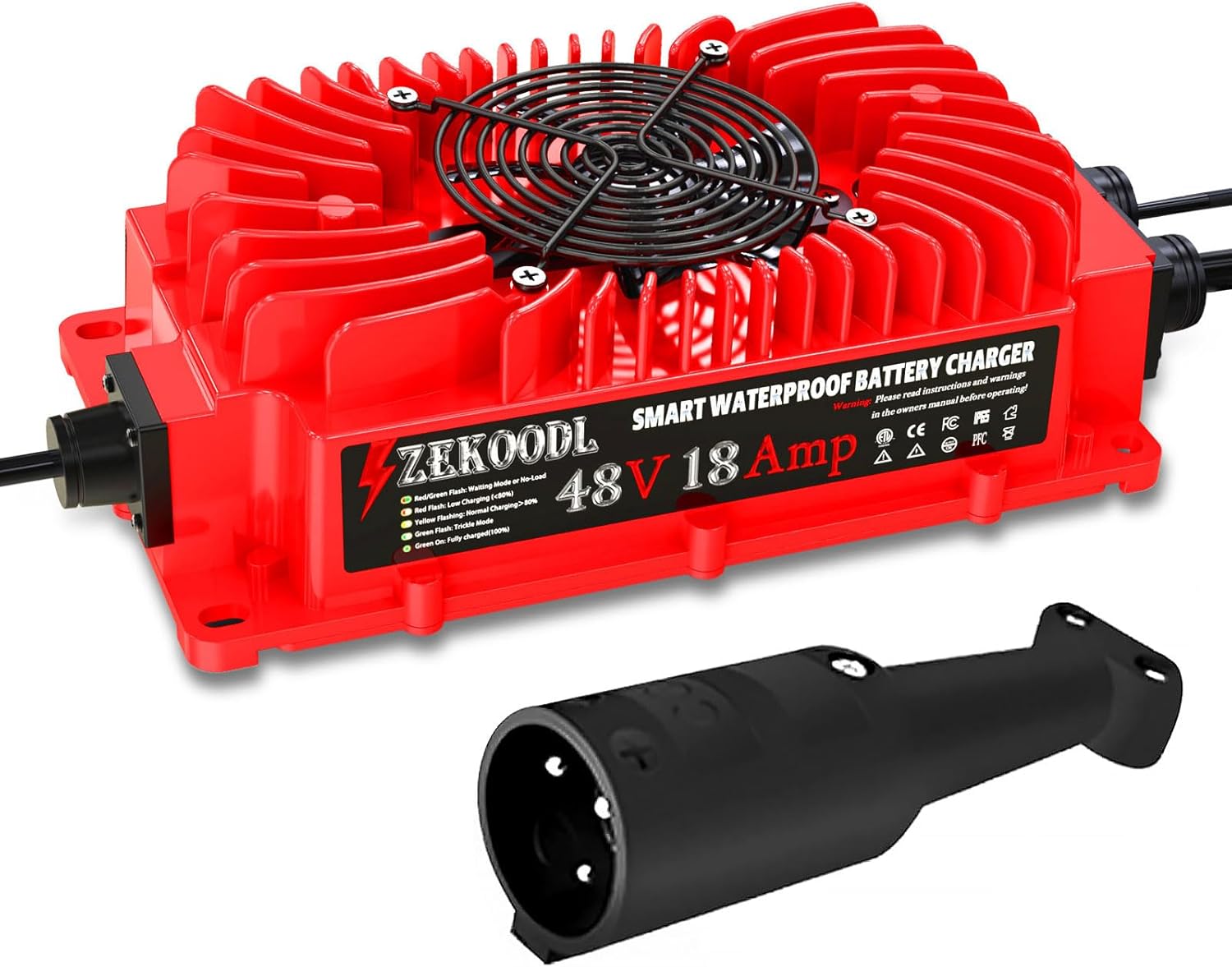 ZEKOODL Cargador de carrito de golf de 48 voltios para Club Car, cargador de batería de carritos de golf de 18 amperios con carga de goteo,