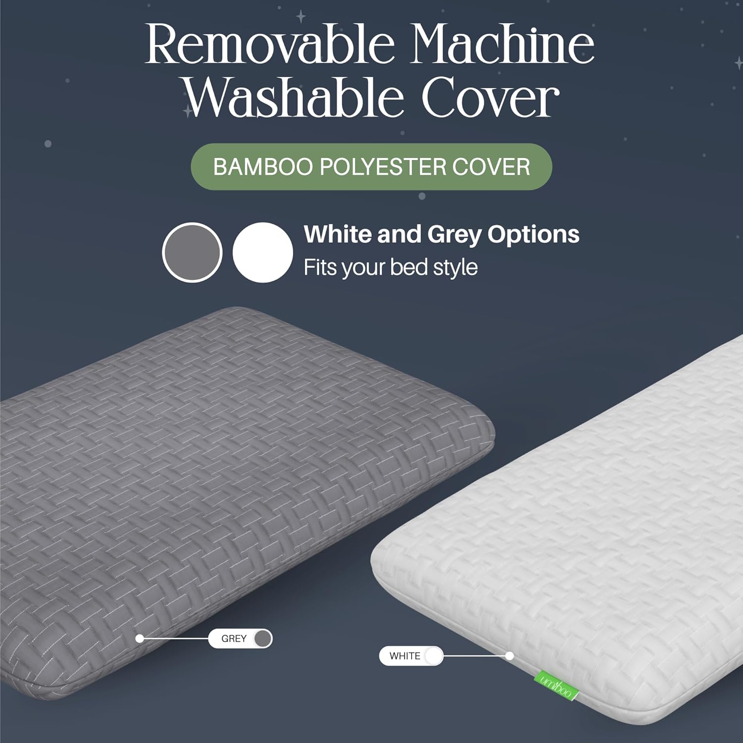 Umiboo by Focus – Almohada delgada de espuma viscoelástica de 2.5 pulgadas para personas que duermen boca abajo y de espaldaespuma viscoelástica,