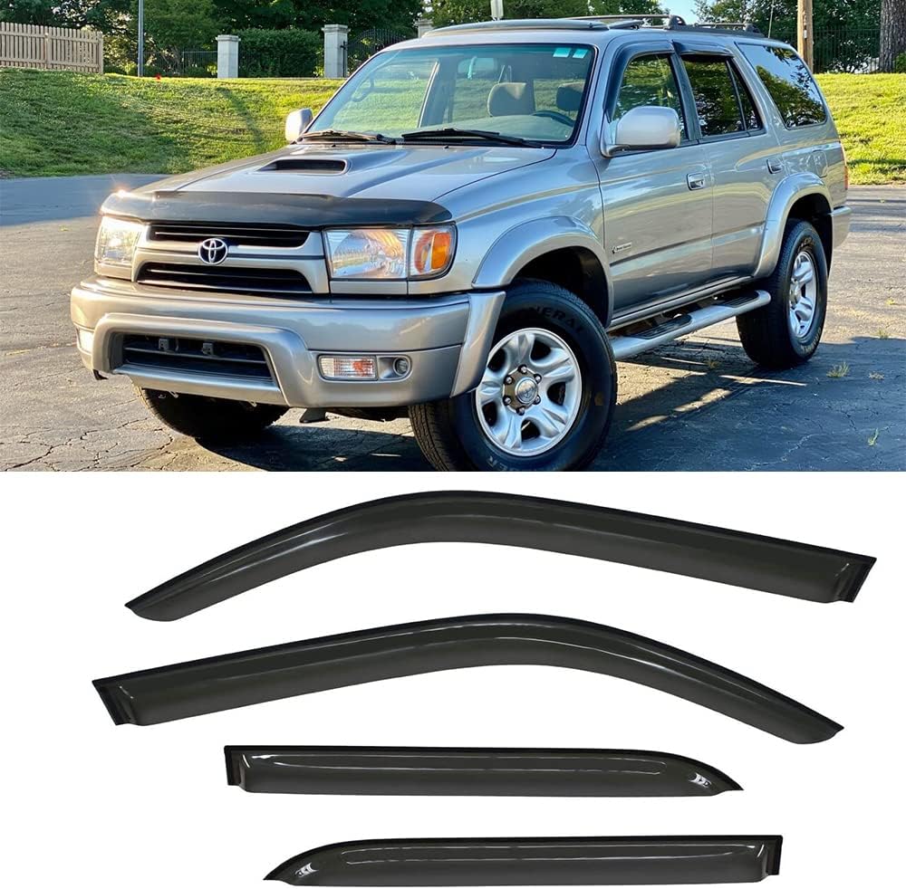 Wensdy 4 deflectores de viento para ventana lateral, protección contra la lluvia y el sol de montaje exterior, viseras de humo oscuro para Toyota