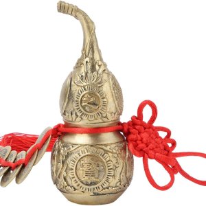 TOPINCN Wu Lou Cucurbit con 5 monedas Feng Shui latón adornos de calabaza de buena suerte Wu Lou calabaza de latón para el hogar Feng Shui TOPINCN Wu Lou Cucurbit con 5 monedas Feng Shui latón adornos de calabaza de buena suerte Wu Lou calabaza de latón para el hogar Feng Shui