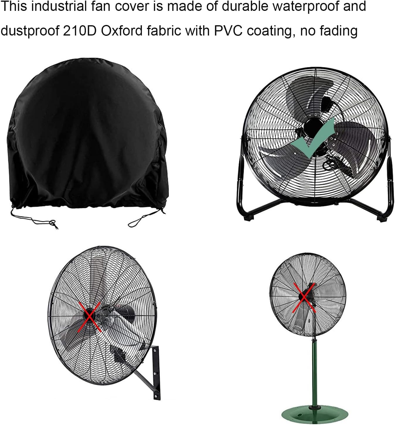 Cubierta de ventilador de piso industrial, cubierta de ventilador impermeable y a prueba de polvo, apta para la mayoría de ventiladores de piso de