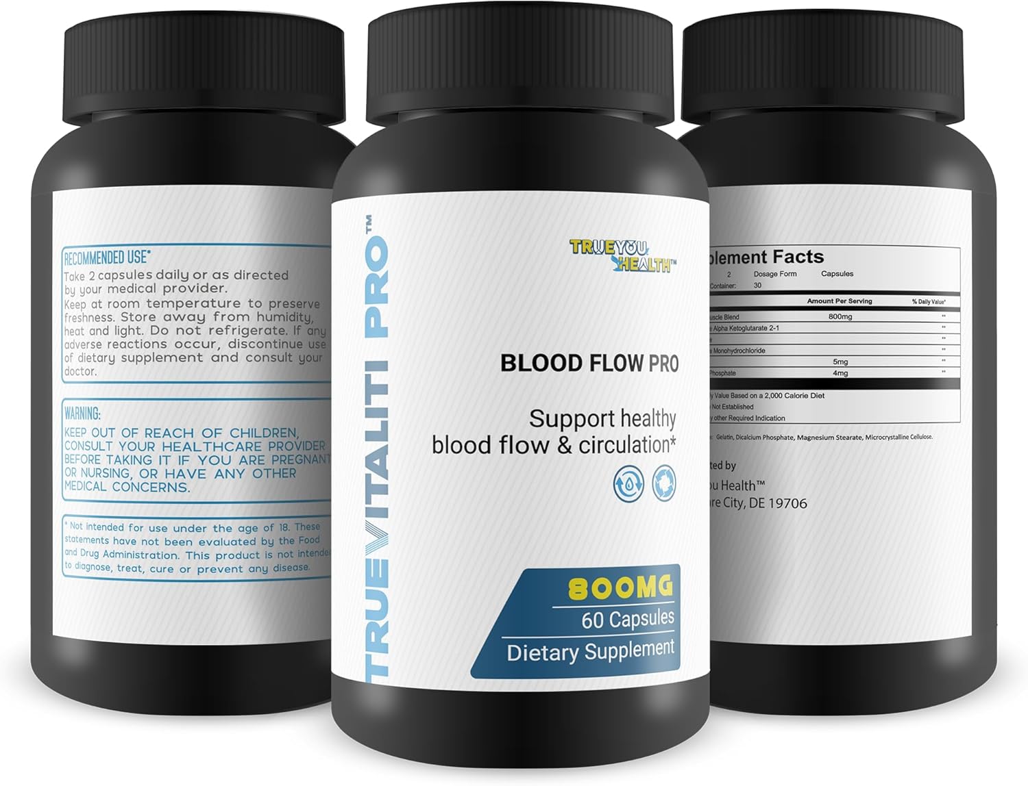 True Vitaliti Pro Blood Flow Pro L-Arginina – Nuestro mejor suplemento de circulación para la verdadera vitalidad del flujo sanguíneo masculino y la