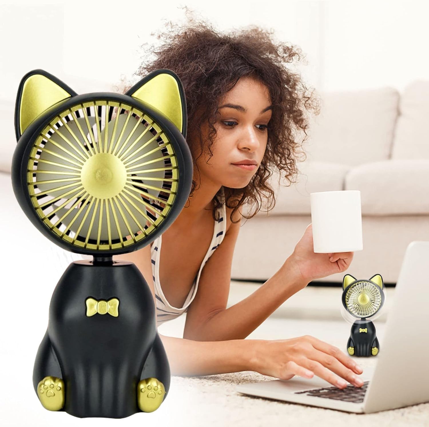 Ventilador de escritorio pequeño silencioso para interiores y exteriores, 4 velocidades, enchufe USB personal, ventilador de mesa portátil, aire