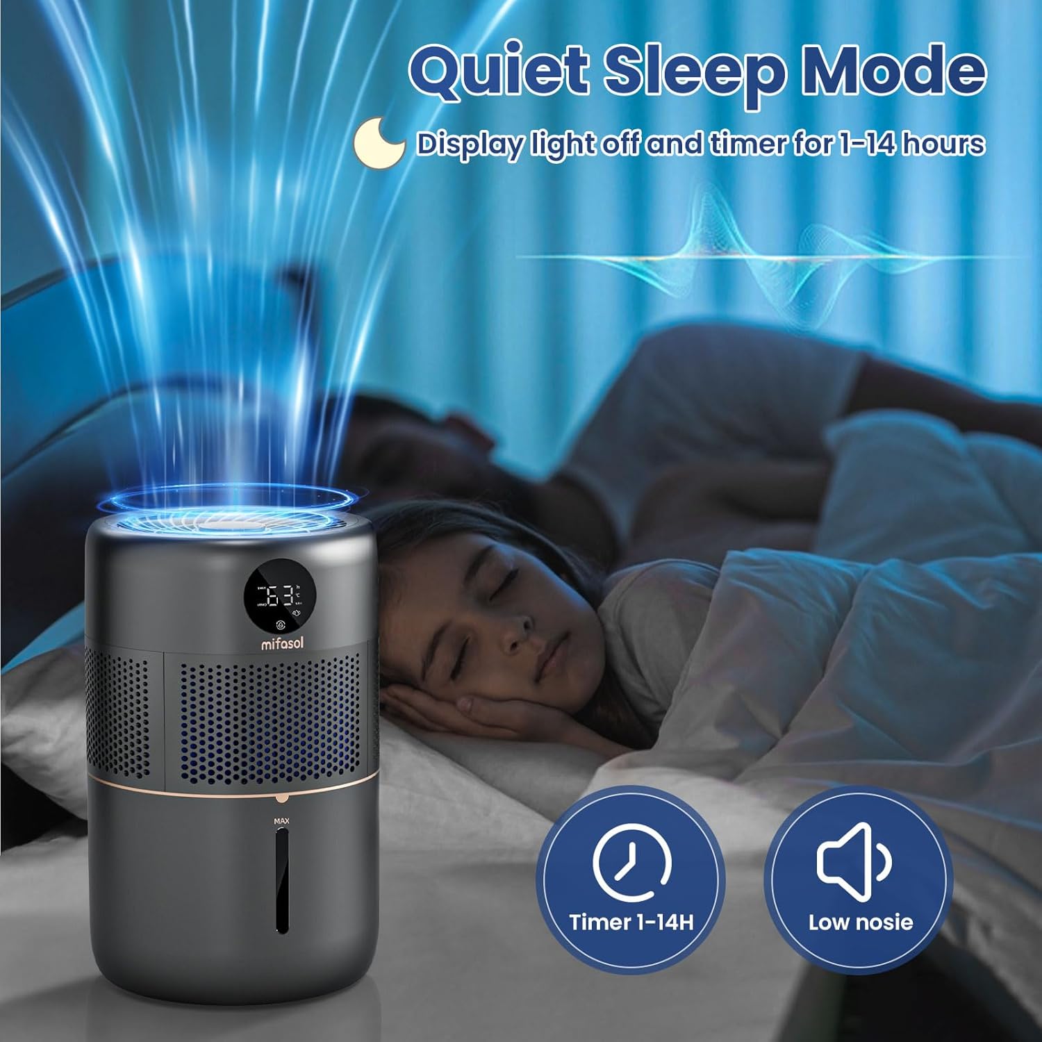 Humidificador evaporativo, humidificadores grandes de 5 L para dormitorio, humidificadores rápidos de 13.5 fl ozh con filtro para el hogar, modo de