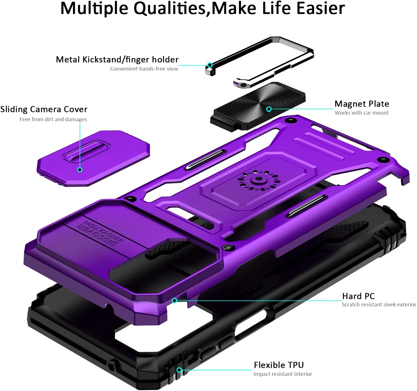 Nvollnoe Funda para Moto G Stylus 5G 2022 con funda deslizante para cámara de grado militar, resistente a prueba de caídas, duradera, resistente,