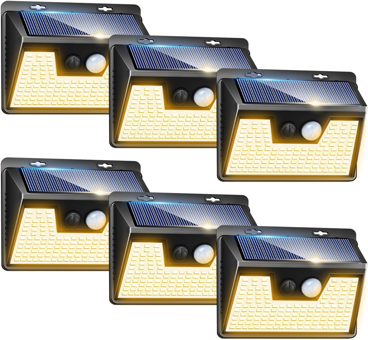 Peasur Luces solares impermeables para exteriores 6 unidades140 LED, luces solares blancas cálidas para exteriores ultra brillantes, 3 modos de