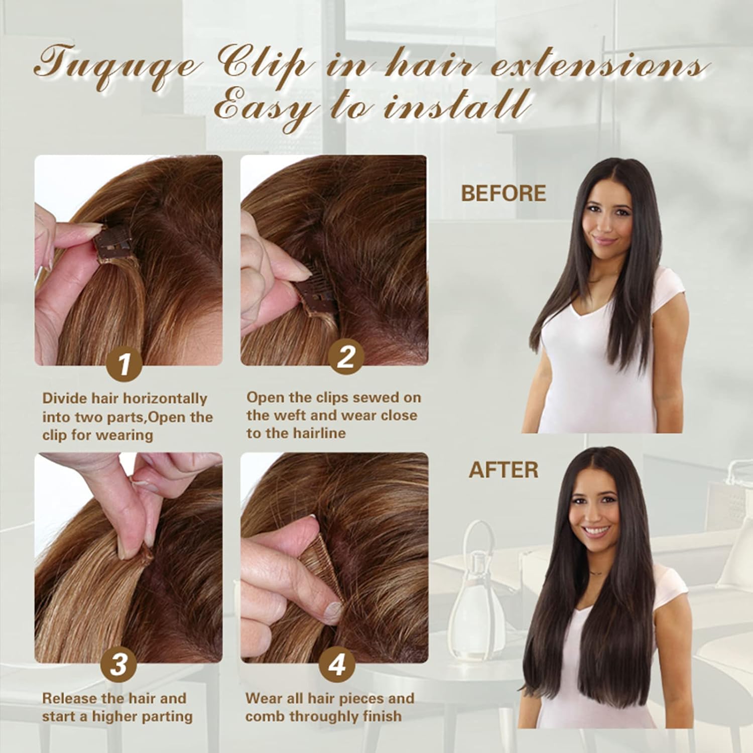 Extensiones de cabello humano real con broches, 20 pulgadas, extensiones de cabello humano real con clip, 4.23 oz, extensiones de cabello con clip,
