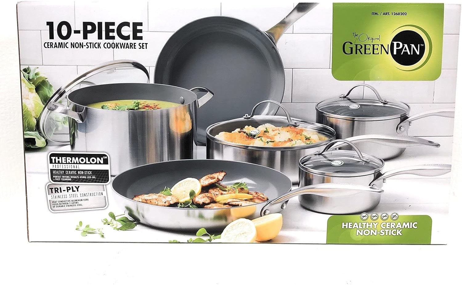 The Original Green Pan Juego de utensilios de cocina antiadherentes de cerámica de 10 piezas