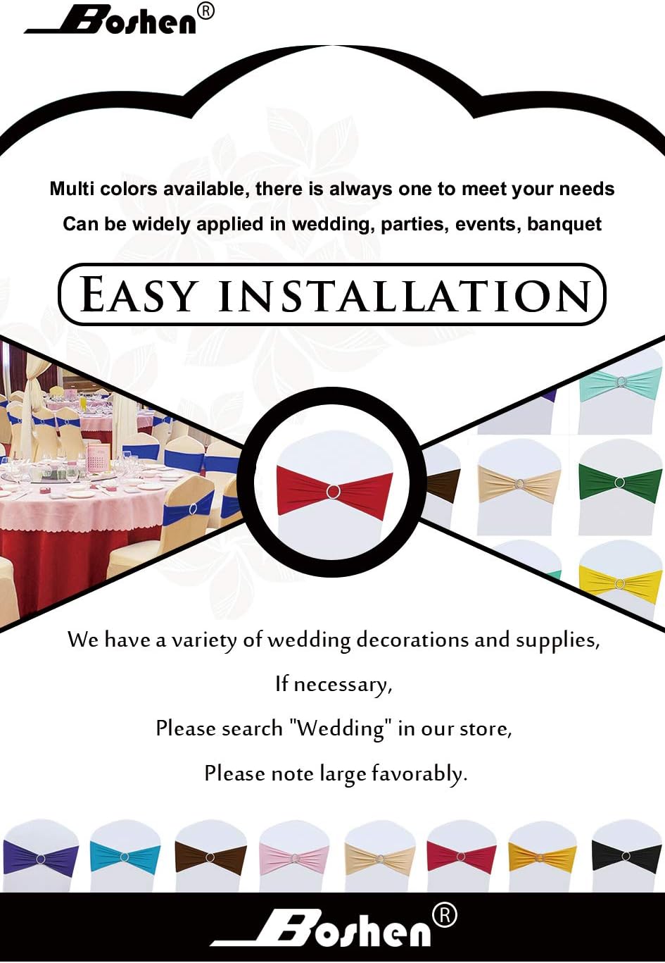 2550100 unidades, Cintas decorativas tipo lazo, elásticas para sillas, con hebilla, para decoración de bodas, hoteles, banquetes, fiestas de