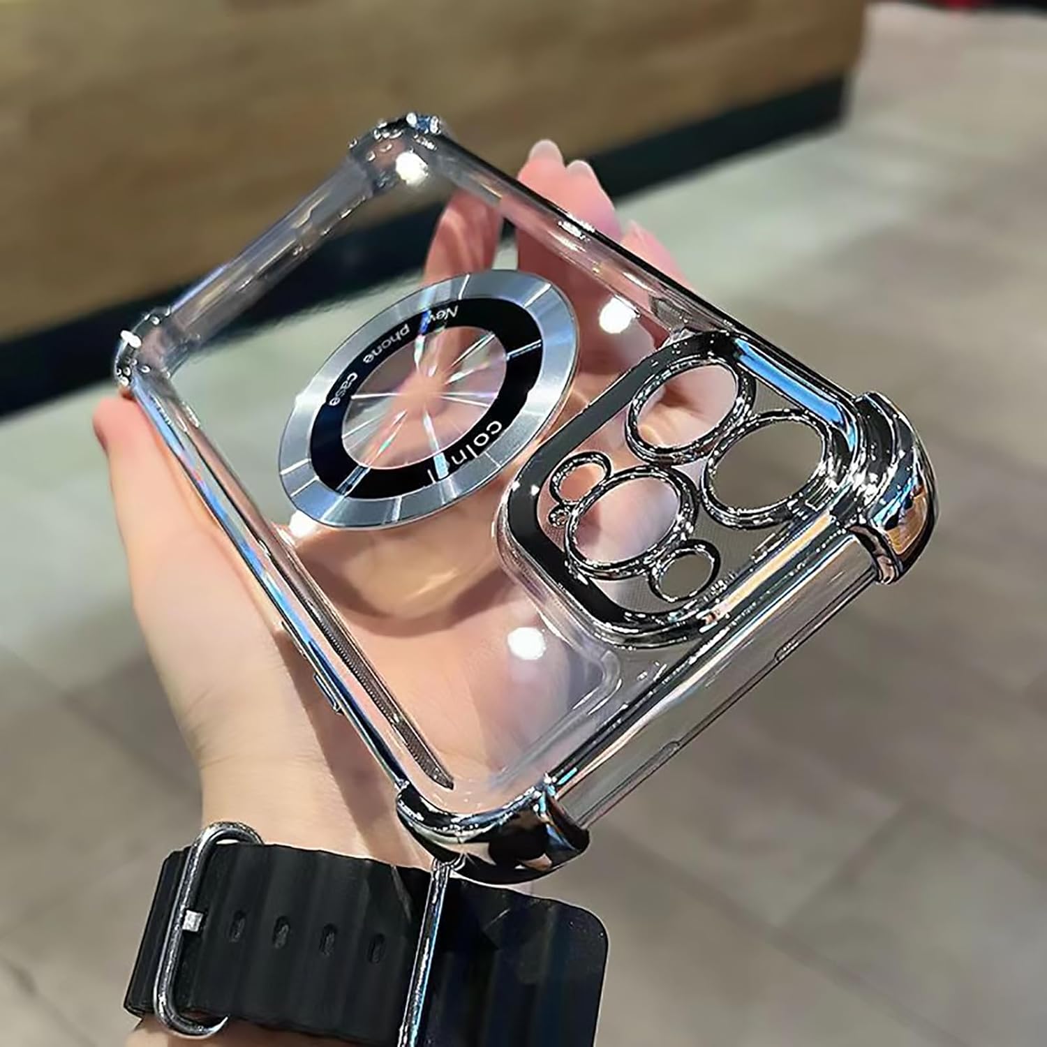 Funda magnética transparente para iPhone 12 Pro Max, lujo brillante en las cuatro esquinas, protección de grado militar a prueba de golpes con
