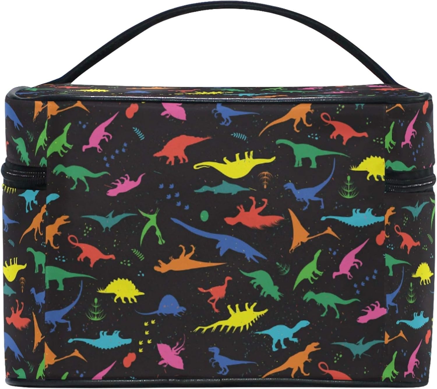 Bolsa de maquillaje, bolsa organizadora de maquillaje de viaje con estampado de leopardo rosa, neceser para niñas, mujeres y mujeres, Dinosaurio 107