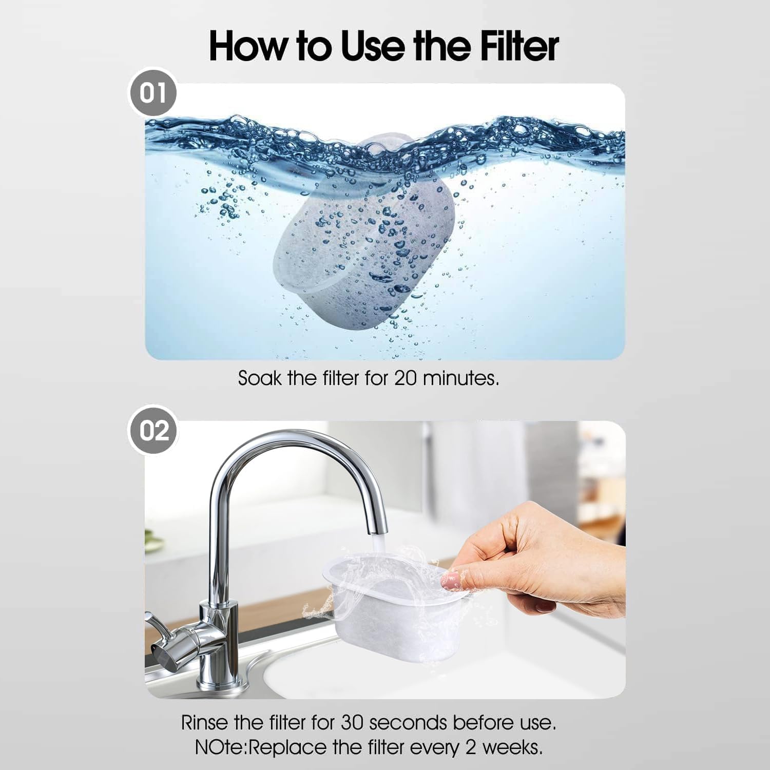 SAMANIJA10-Pack Cat Water Filters Replacement, Compatiable with WOPET W300&W300B&W500 67oz2L and 3.5L Pet Water Fountain