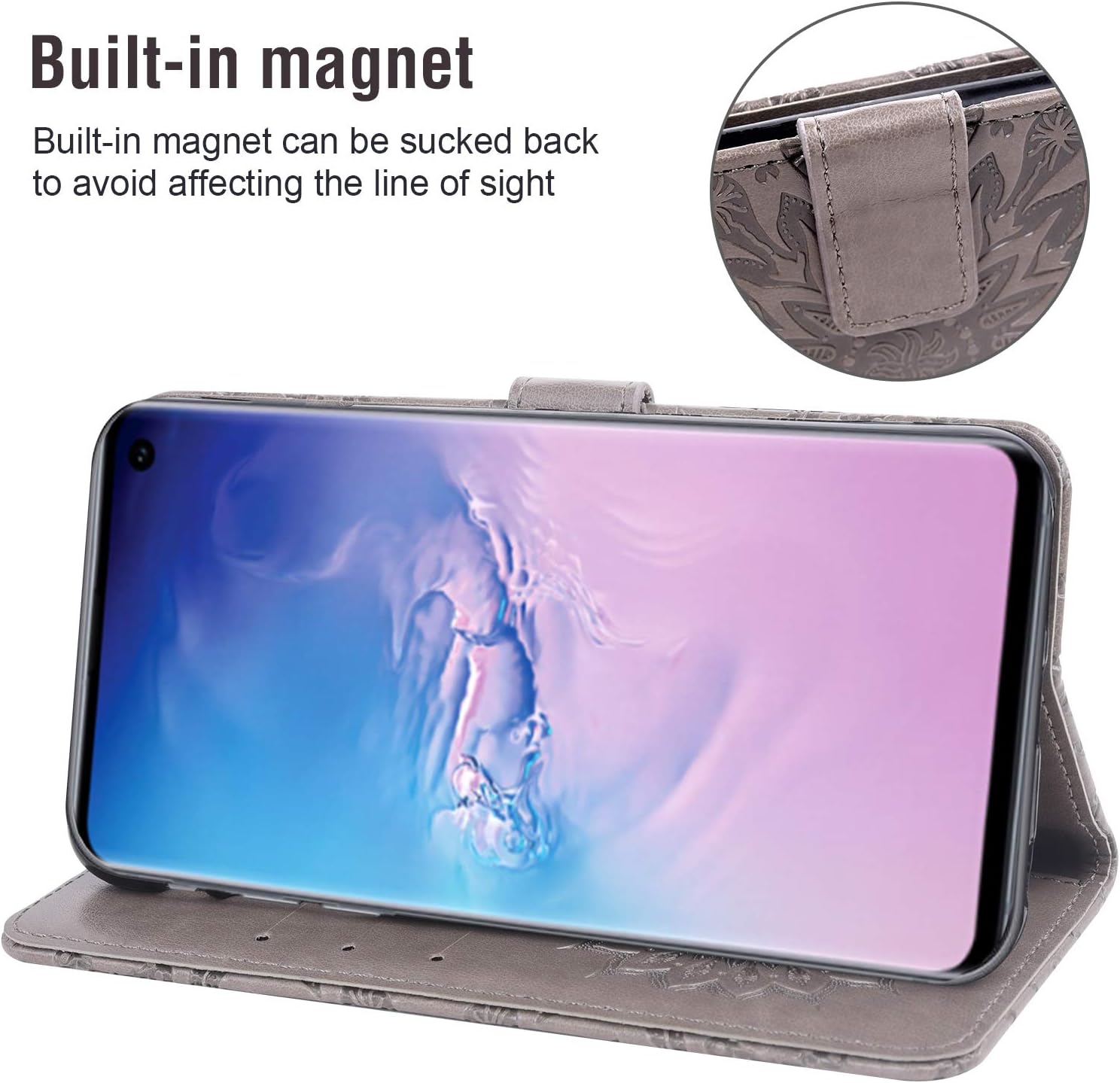 Asuwish Funda de teléfono para Samsung Galaxy S10 con protector de pantalla de vidrio templado, funda magnética de cuero, soporte para tarjetas,