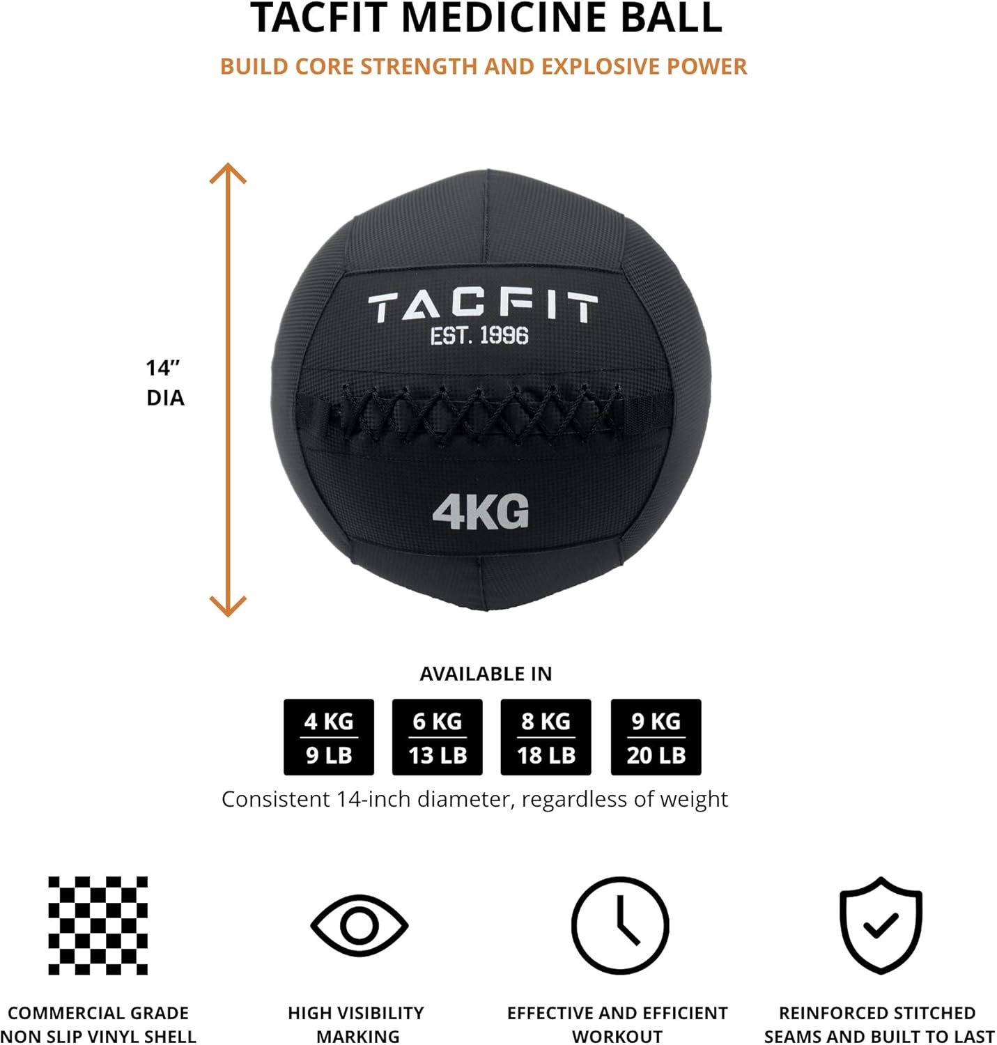 TACFIT Soft Shell – Pelota de medicina para entrenamiento de fitness