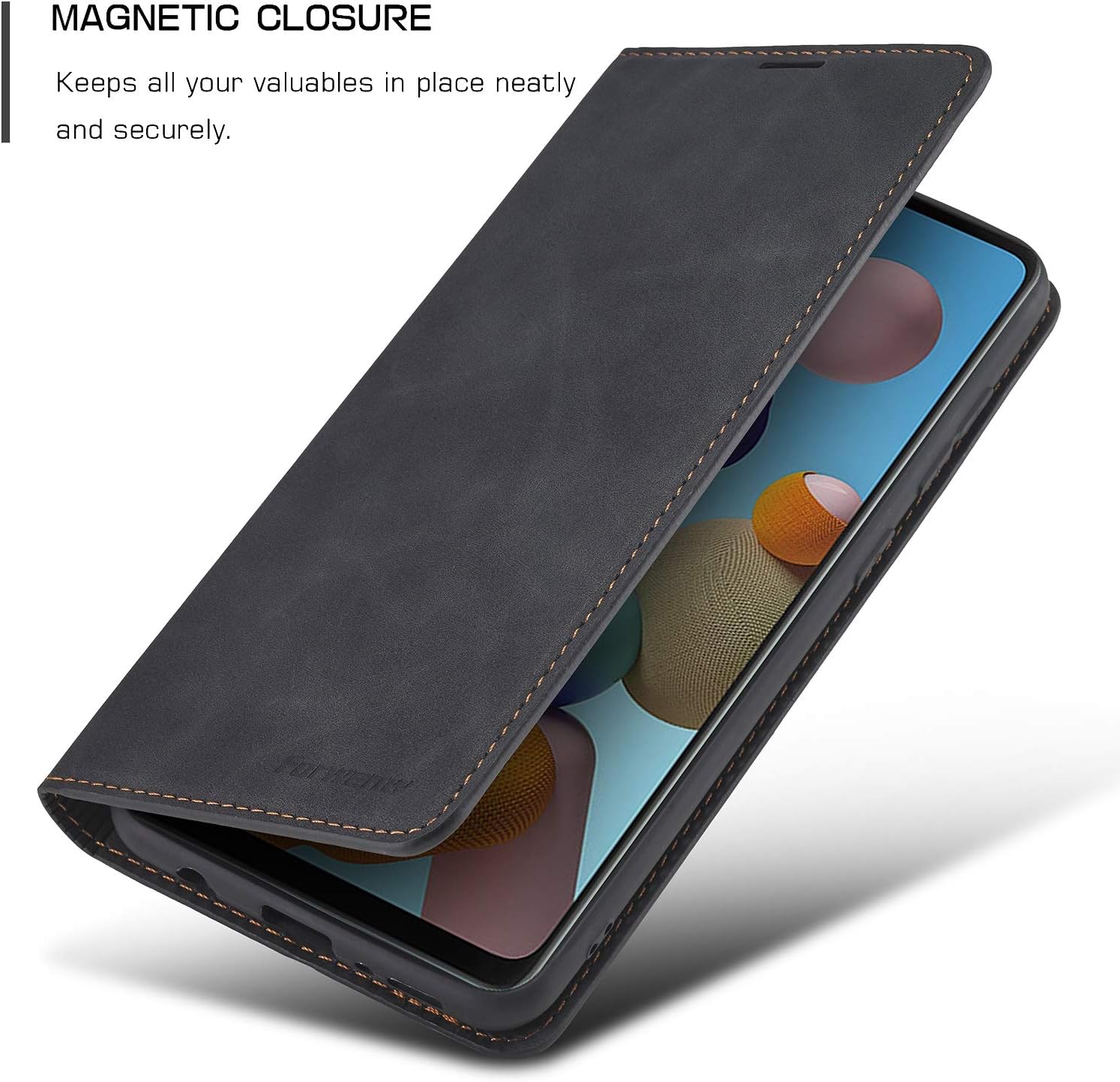 EYZUTAK Premium PU Cuero Flip Folio Caso Para Samsung Galaxy A21S, Funda Protectora Con Ranura Para Tarjeta Kickstand Cierre Magnético A Prueba De