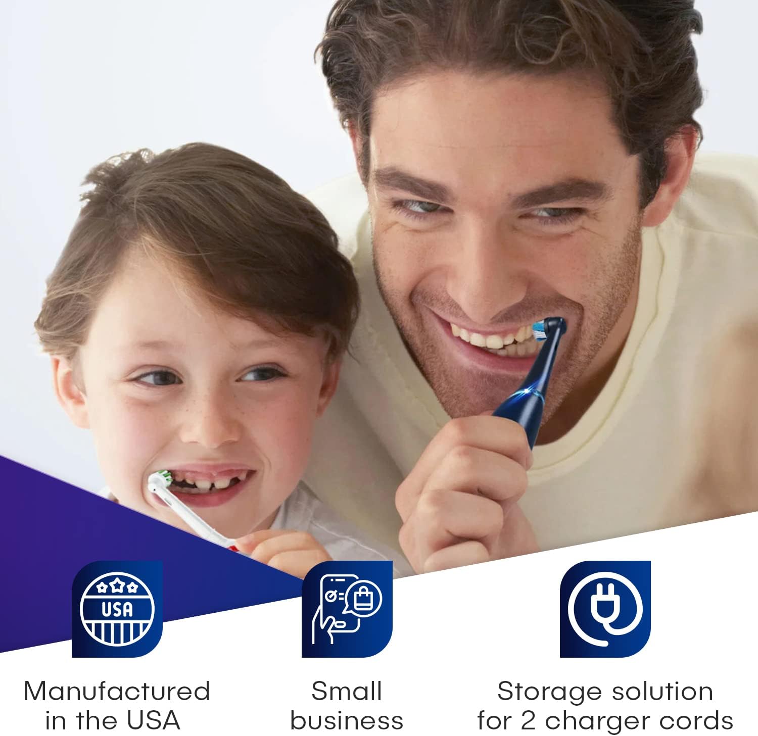 Soporte para cepillo de dientes eléctrico, montaje en pared, compatible con Oral-B, soporta 2 cargadores, se monta solo en una sola toma GFCIDecora