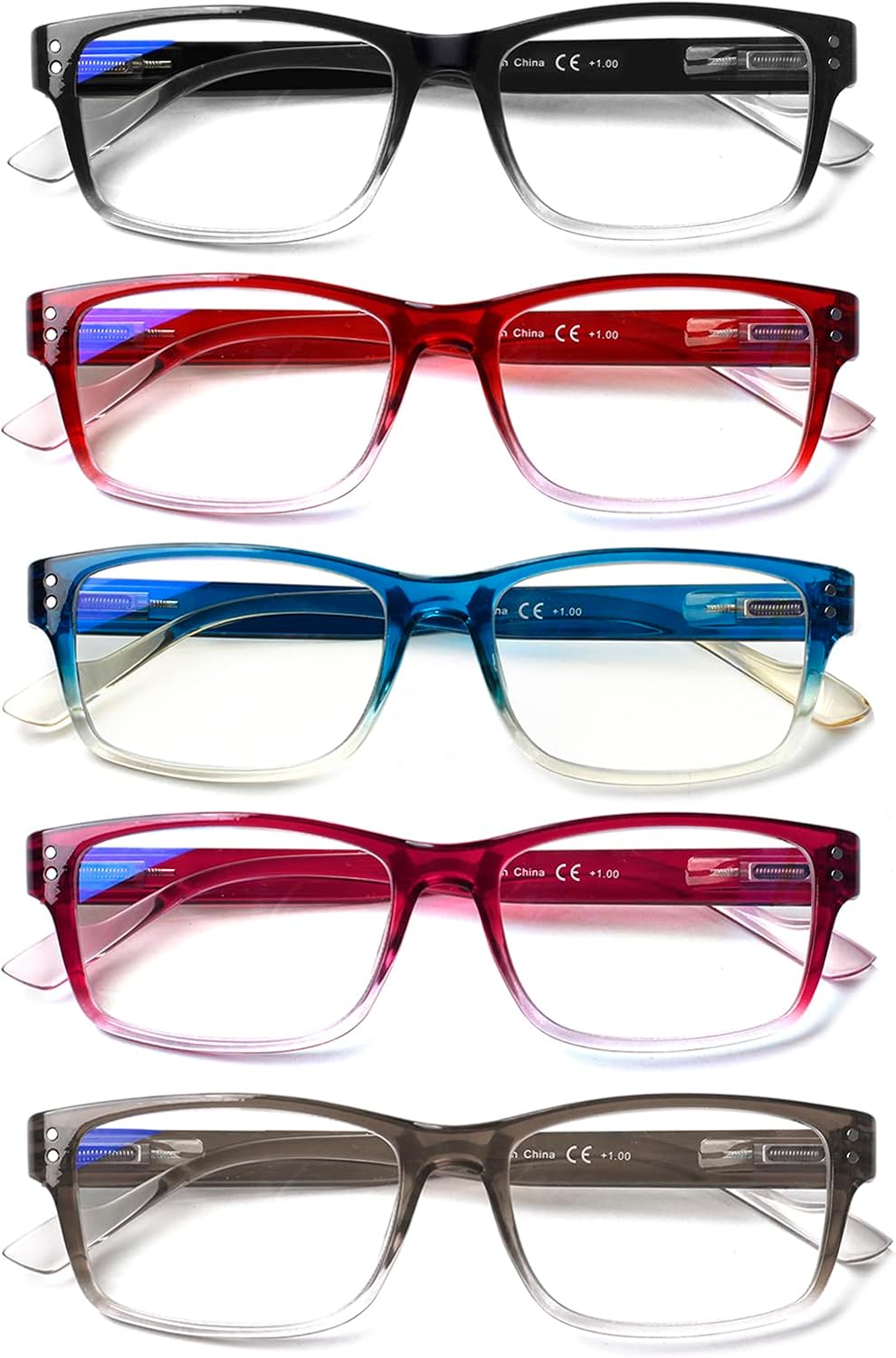 JOSCHOO Paquete de 5 lentes de lectura con bloqueo de luz azul, antifatiga ocular, lentes de lectura para computadora para mujeres y hombres