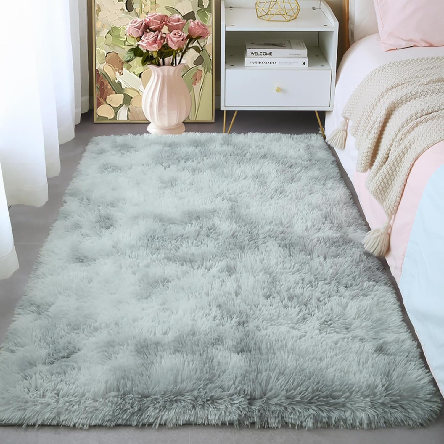 KICHOWUA Alfombras de área de 3 x 5 pies para sala de estar, lavables a máquina, suaves, esponjosas, antideslizantes, para sala de estar, niños,