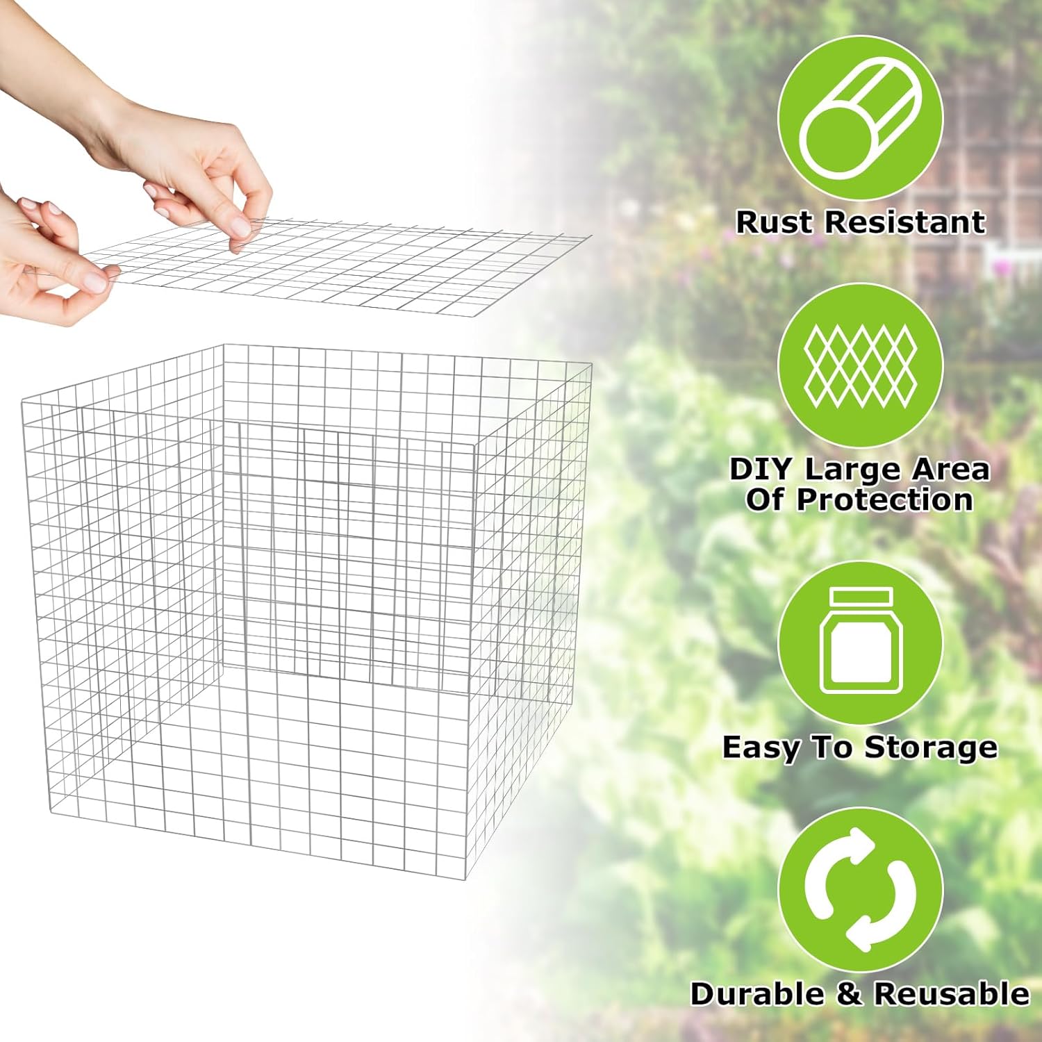 1 juego de 10 protectores de alambre para plantas de 11.8 x 11.8 pulgadas, protectores cuadrados para plantas de animales, jaula de malla para