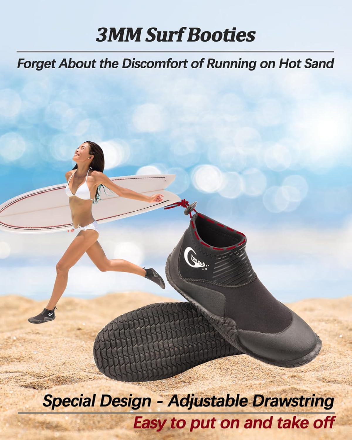 Botas de buceo de neopreno, botas de buceo, surf, para hombres y mujeres, 0.118 in, botas de vela con suela de goma antideslizante de alta calidad