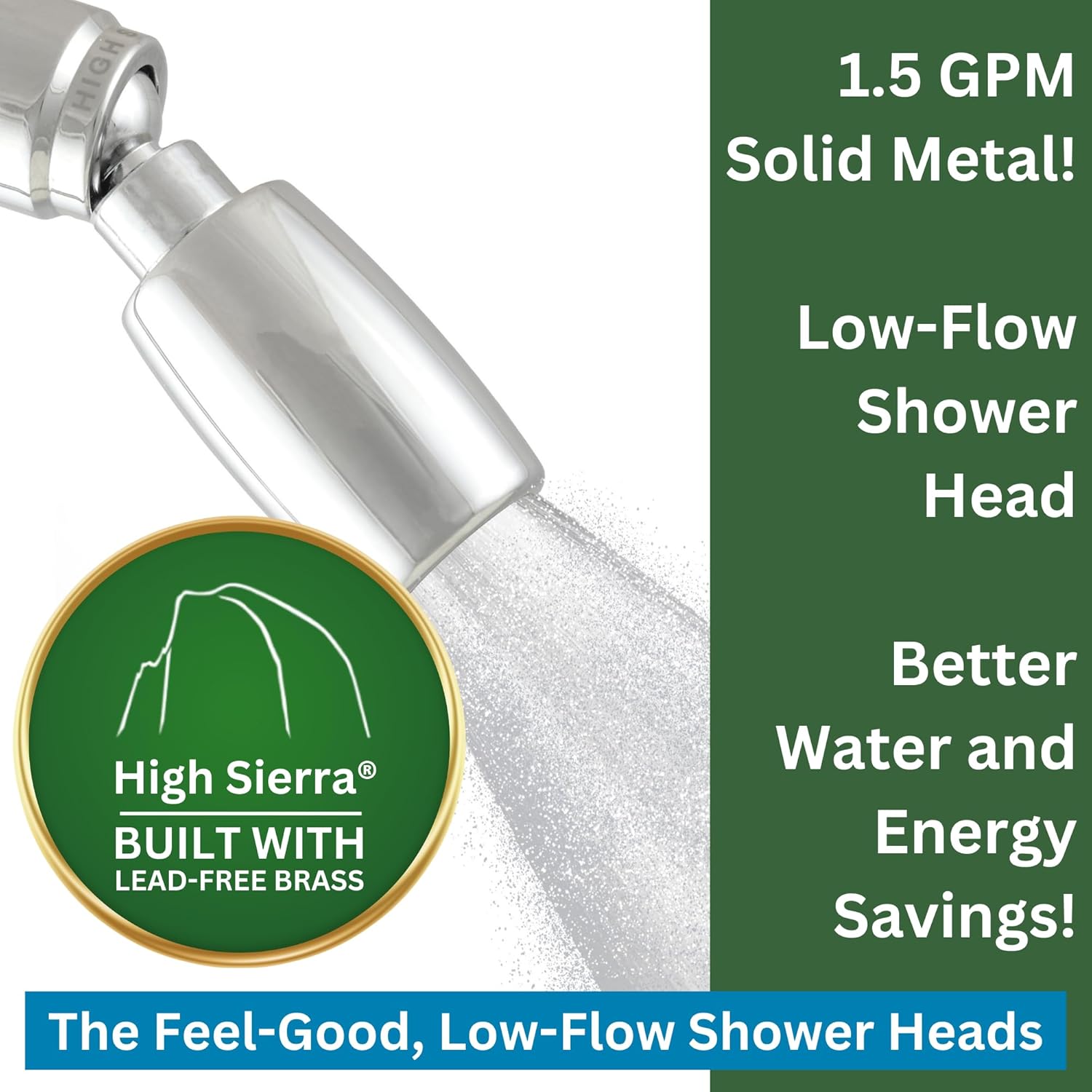 High Sierra Showerheads – Cabezal de ducha clásico totalmente metálico para exteriores – Resistente al vandalismo – Ideal para piscinas al aire