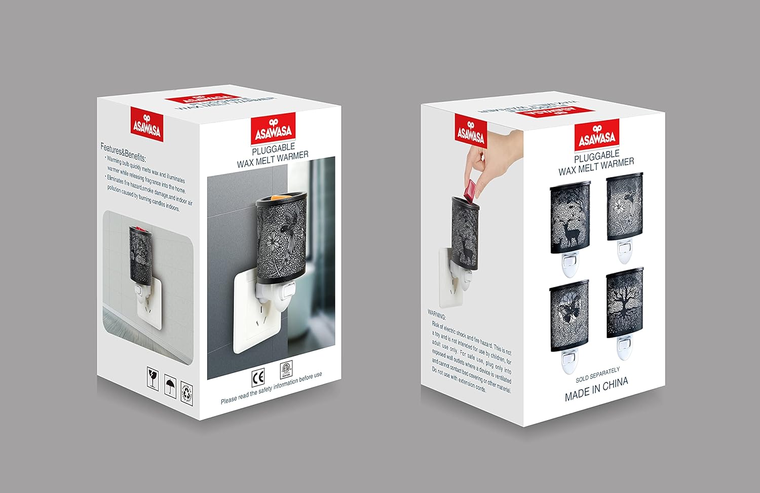 ASAWASA Calentador de cera de metal enchufable con forro de silicona de 1 fotos, quemador de cera eléctrico, calentador de fragancia, lámpara de