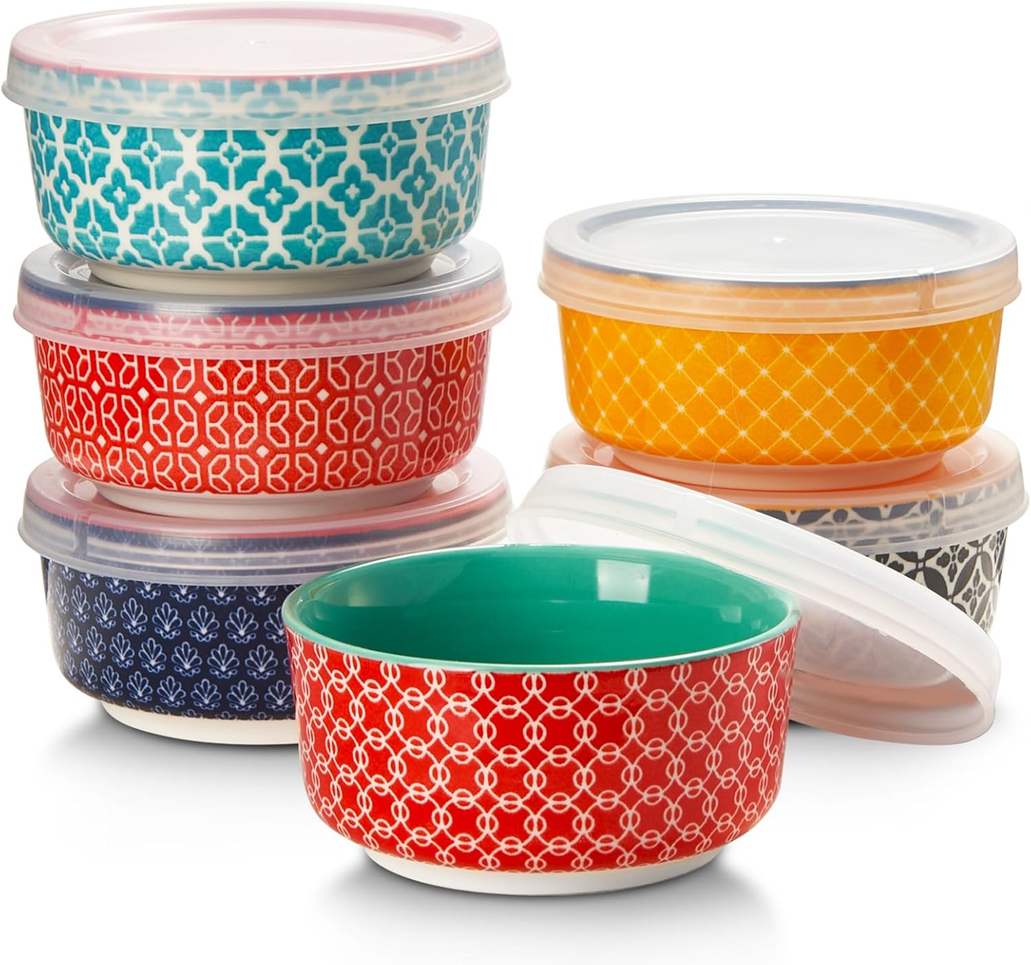 DOWAN Tazones de inmersión con tapas, tazas de cerámica para salsa de condimentos, cuencos de salsa de inmersión de 4.7 onzas para embutidos,