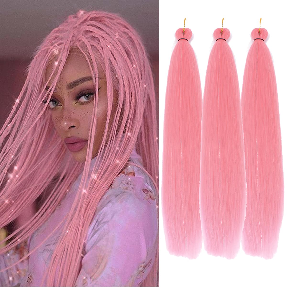 Cabello trenzado preestirado fácil de 28 pulgadas, paquete de 3 paquetes de cabello sintético jumbo trenzado, extensión de cabello trenzado