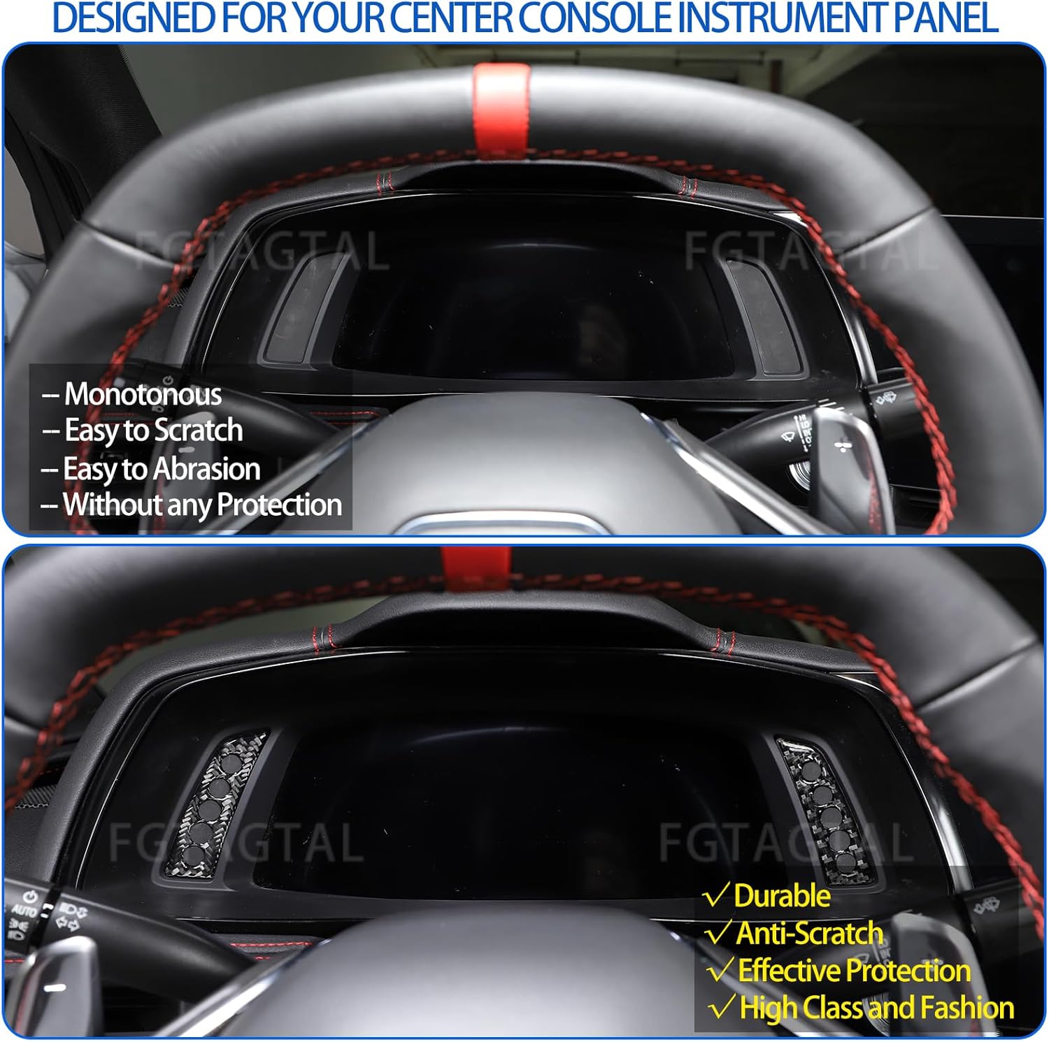 Adhesivo de fibra de carbono real para panel de instrumentos compatible con Chevrolet Corvette C8 2020-2023, accesorios para panel de pantalla de